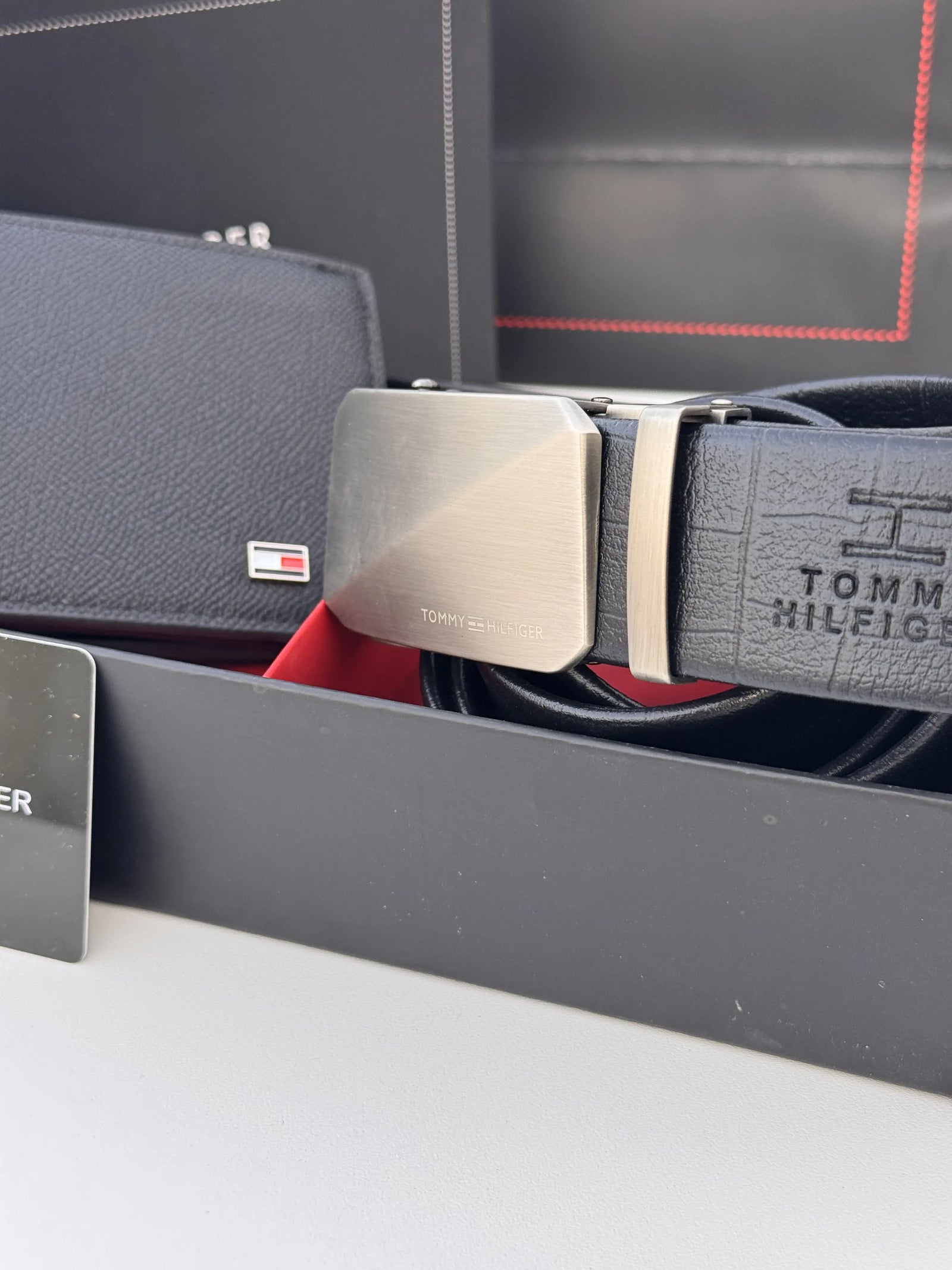 Tommy Hilfiger Wallet & Automatic Belt Set – Premium Gift Set with Box & Bag
