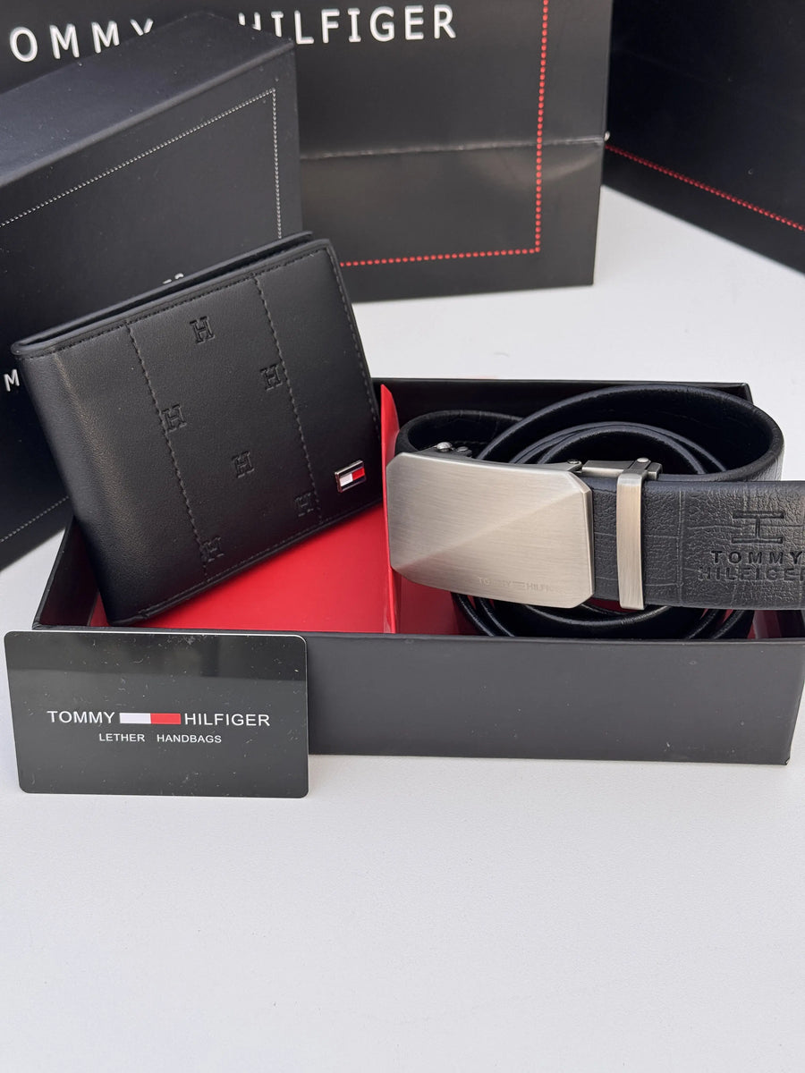 Tommy Hilfiger Wallet & Automatic Belt Set – Premium Gift Set with Box & Bag