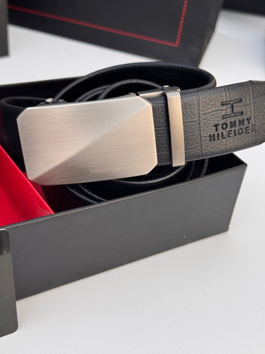 Tommy Hilfiger Automatic Belt – Adjustable Belt with Gift Box & Bag