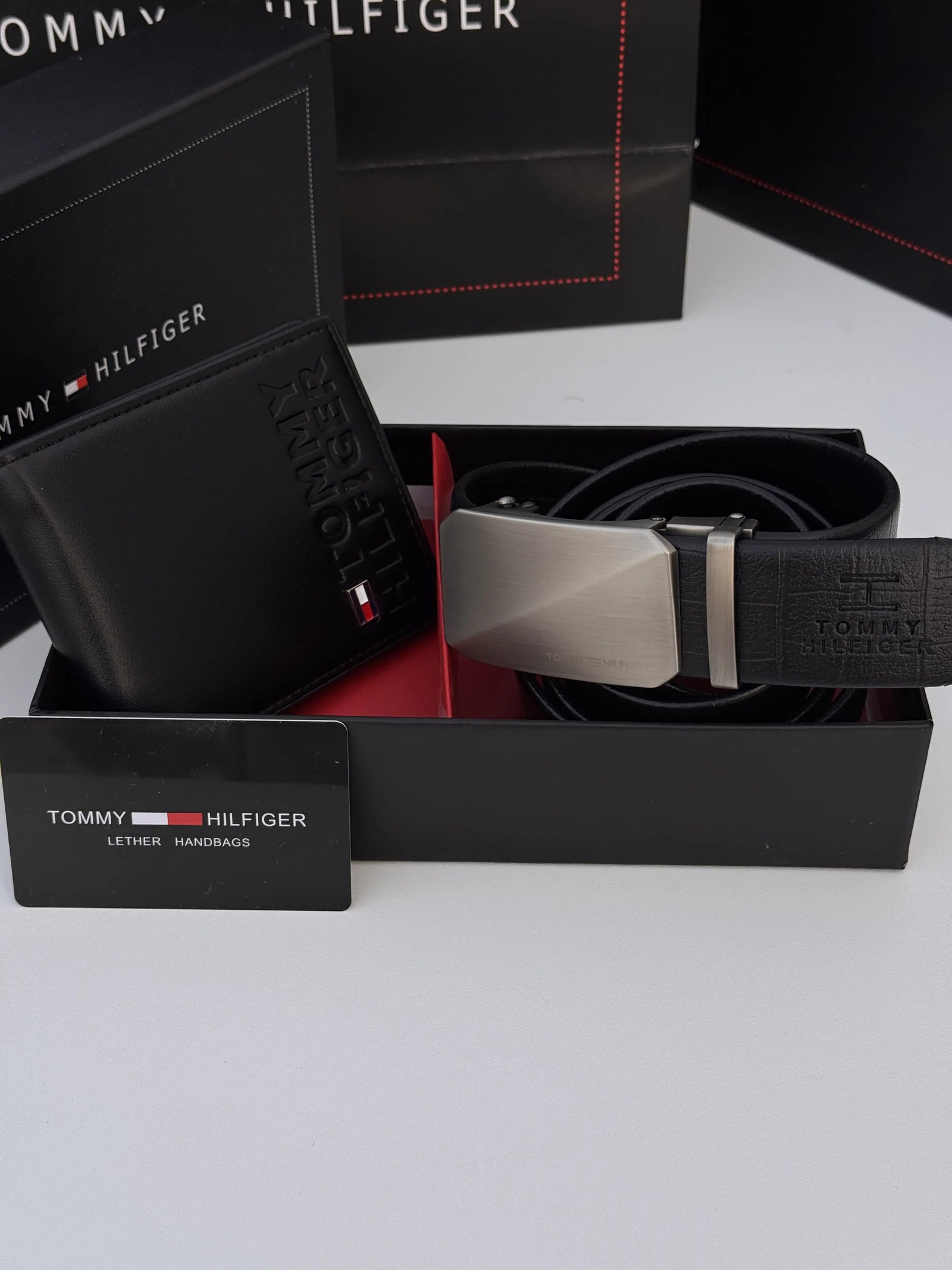 Tommy Hilfiger Wallet & Automatic Belt Set – Premium Gift Set with Box & Bag