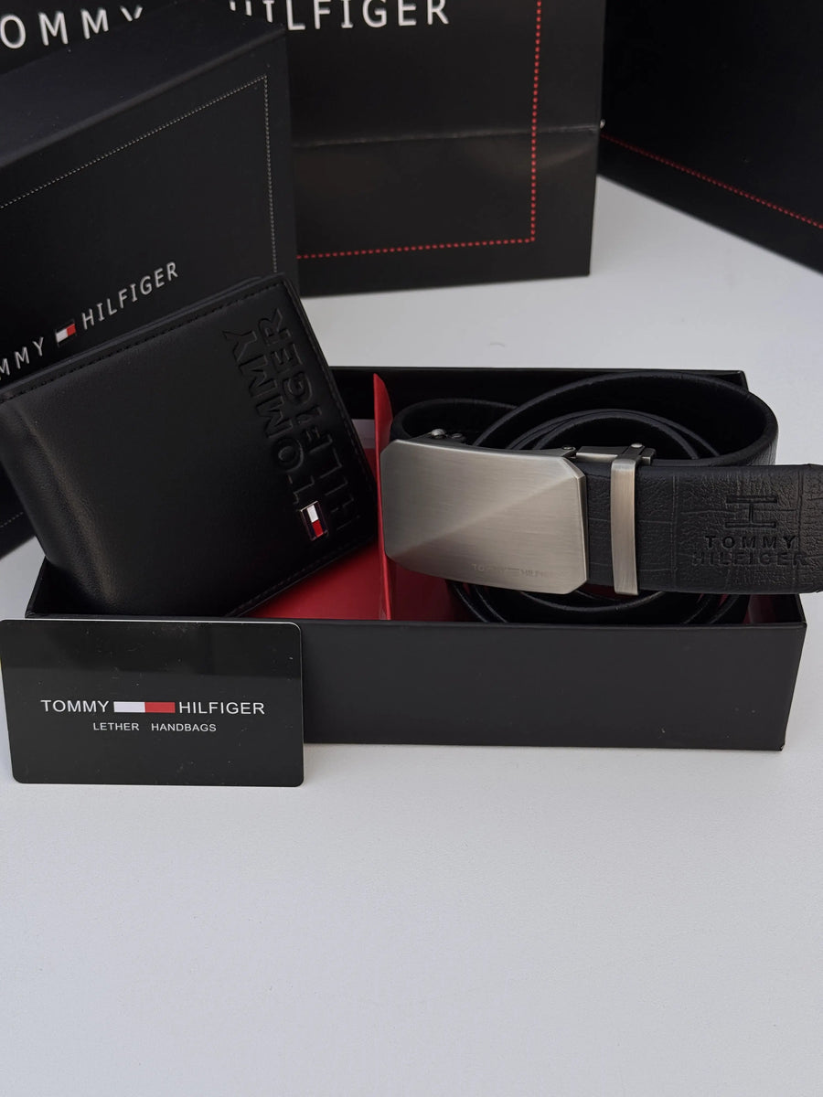Tommy Hilfiger Wallet & Automatic Belt Set – Premium Gift Set with Box & Bag