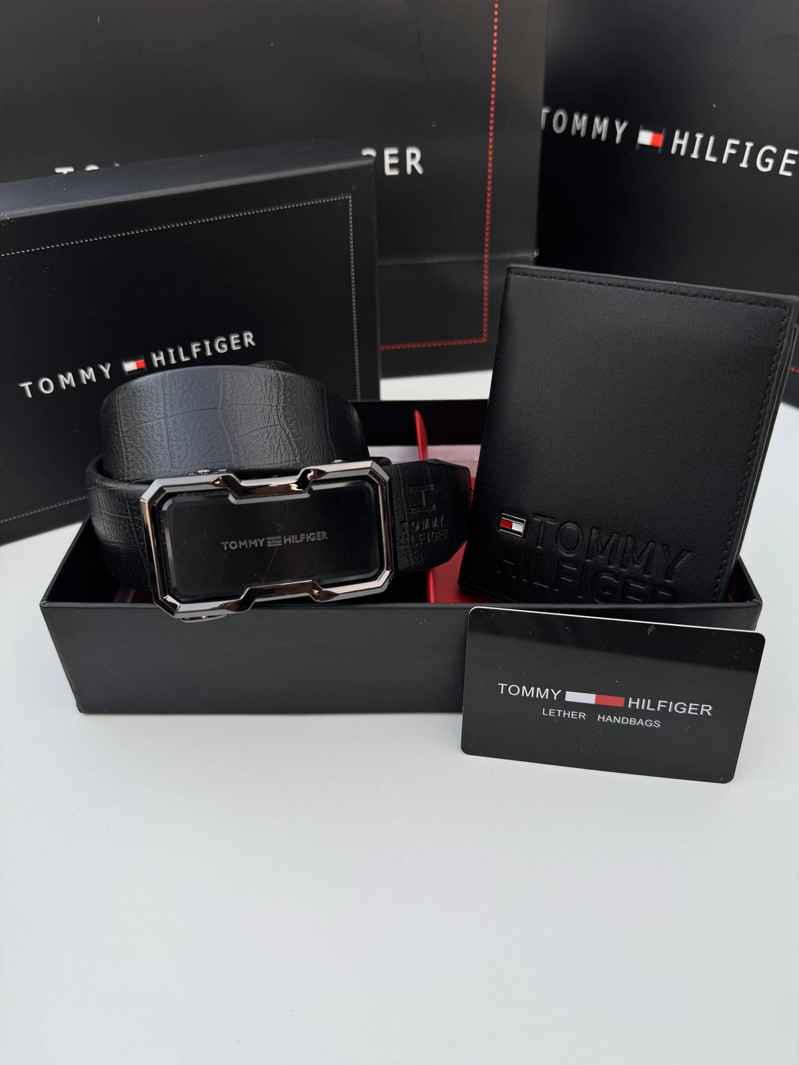Tommy Hilfiger Wallet & Automatic Belt Set – Premium Gift Set with Box & Bag