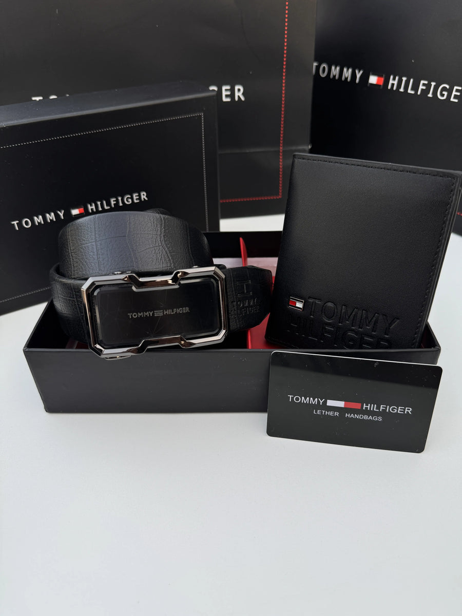Tommy Hilfiger Wallet & Automatic Belt Set – Premium Gift Set with Box & Bag
