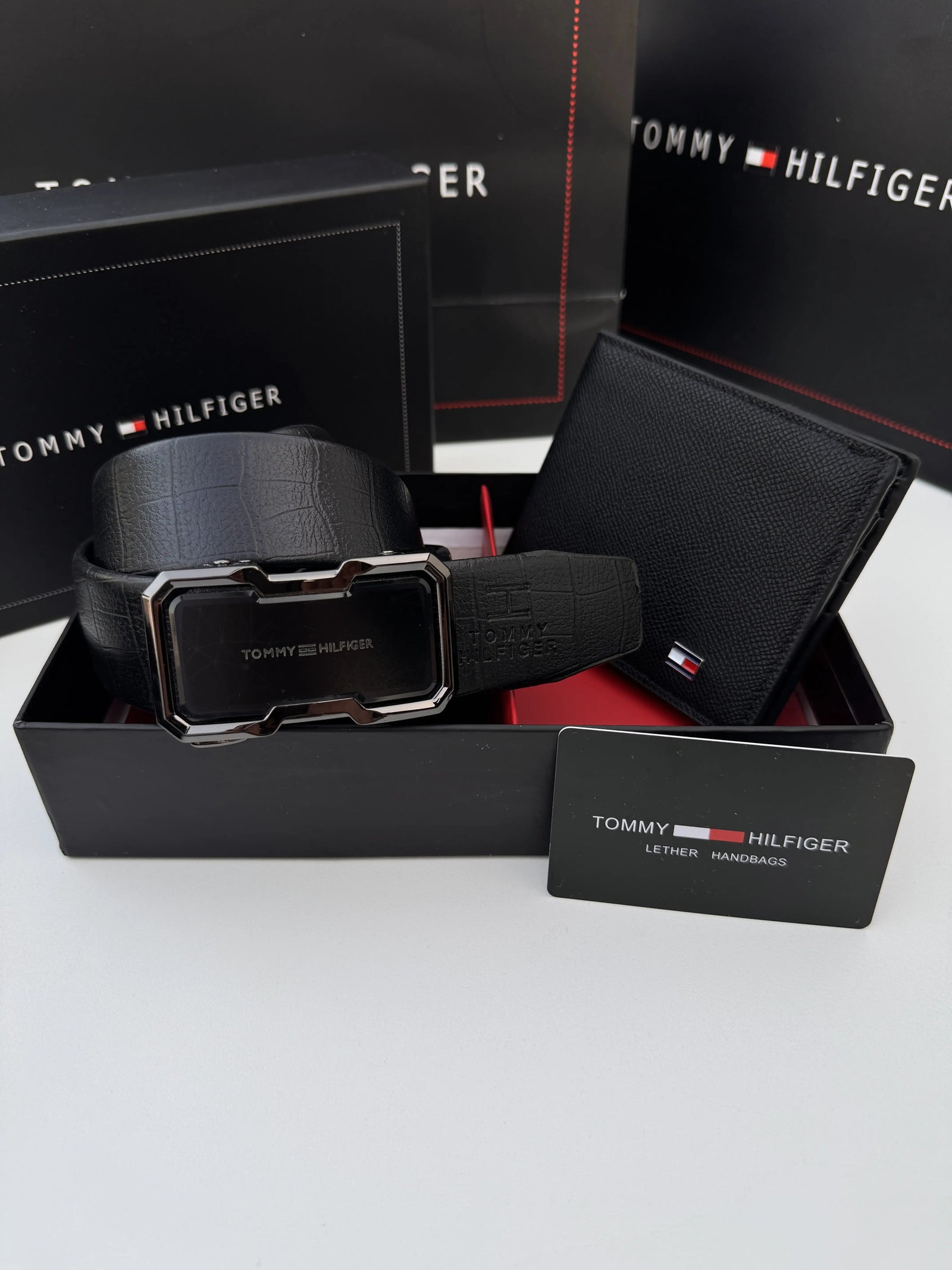 Tommy Hilfiger Wallet & Automatic Belt Set – Premium Gift Set with Box & Bag