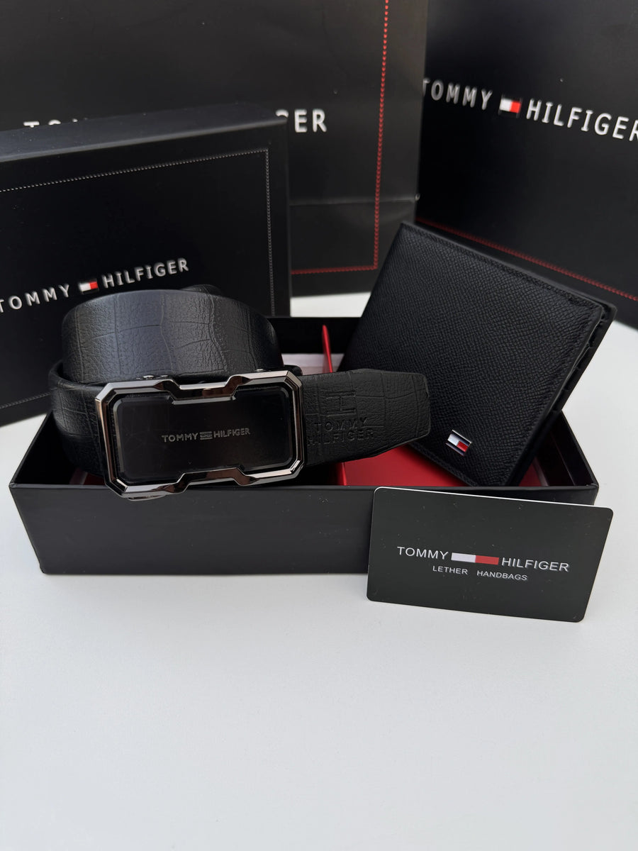 Tommy Hilfiger Wallet & Automatic Belt Set – Premium Gift Set with Box & Bag