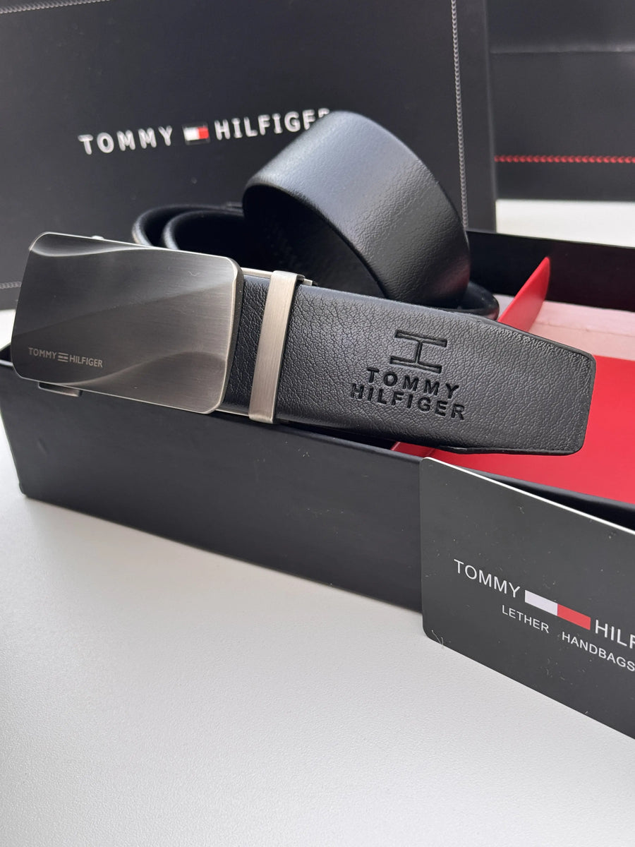 Tommy Hilfiger Automatic Belt – Adjustable Belt with Gift Box & Bag