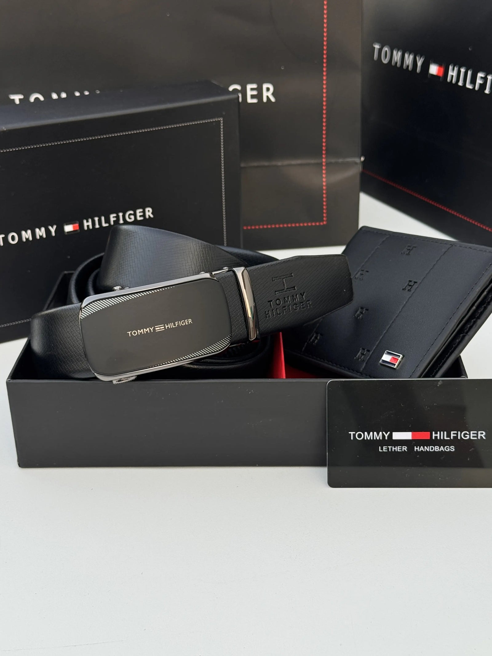 Tommy Hilfiger Wallet & Automatic Belt Set – Premium Gift Set with Box & Bag