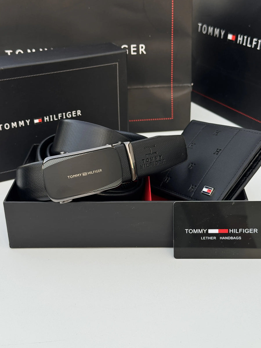 Tommy Hilfiger Wallet & Automatic Belt Set – Premium Gift Set with Box & Bag