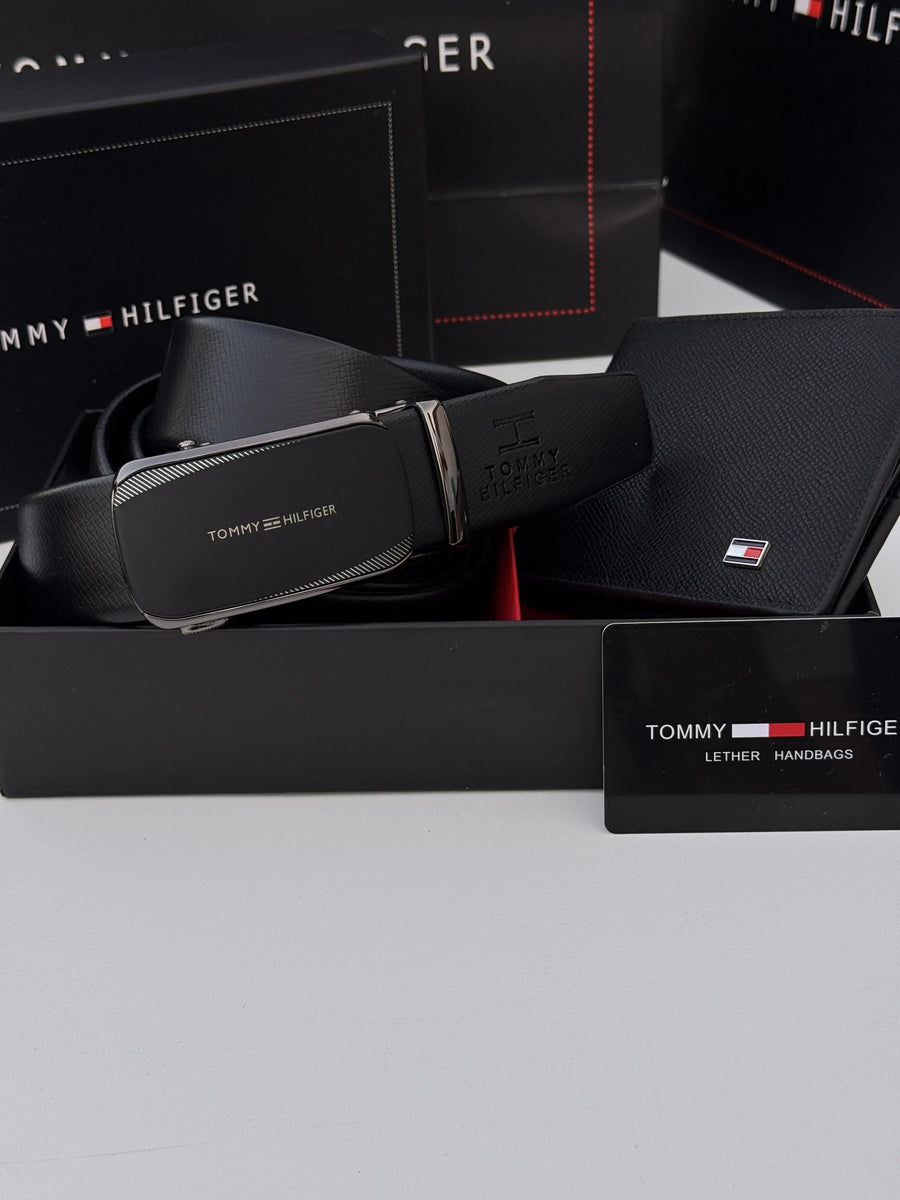 Tommy Hilfiger Wallet & Automatic Belt Set – Premium Gift Set with Box & Bag
