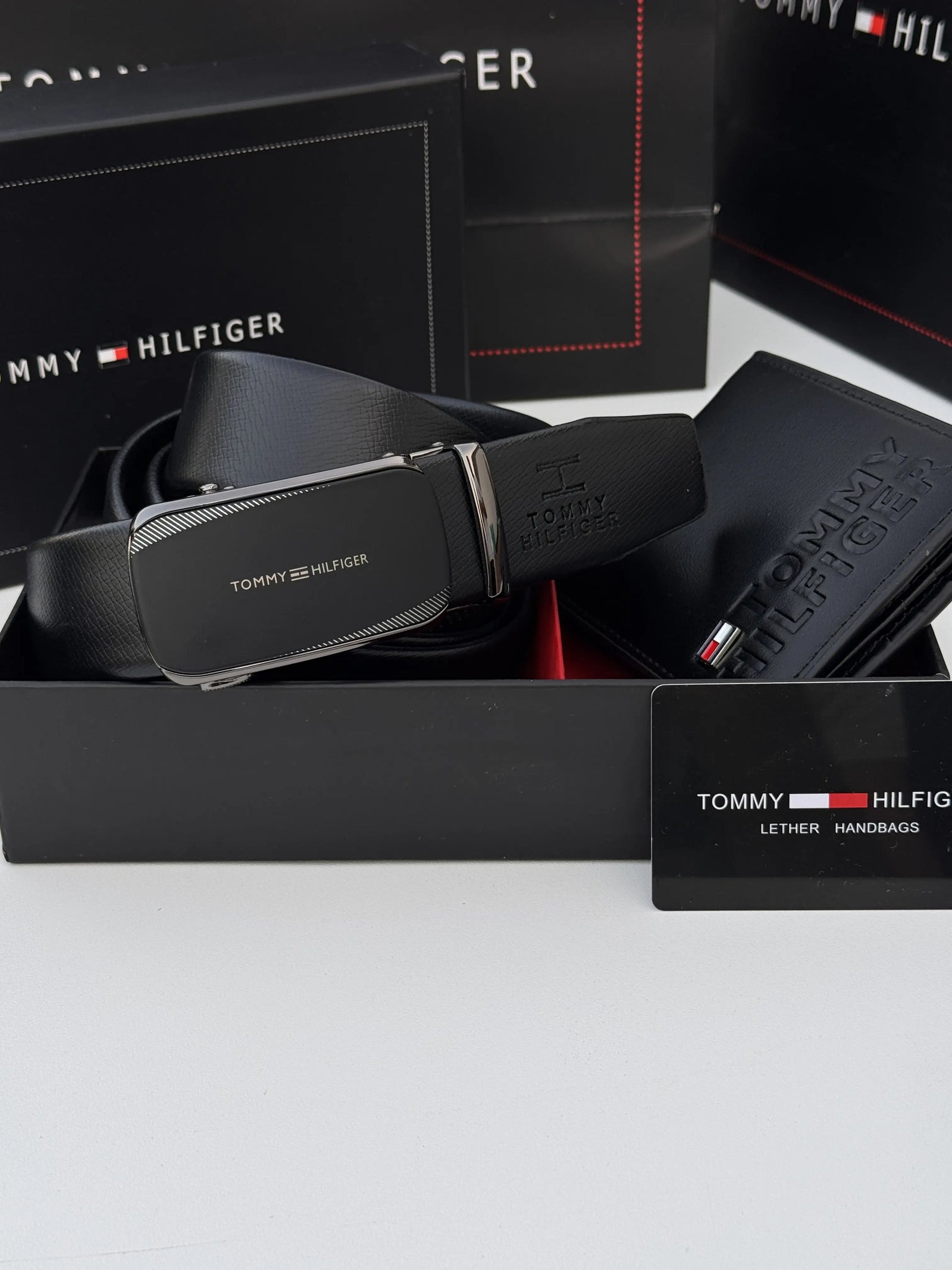 Tommy Hilfiger Wallet & Automatic Belt Set – Premium Gift Set with Box & Bag
