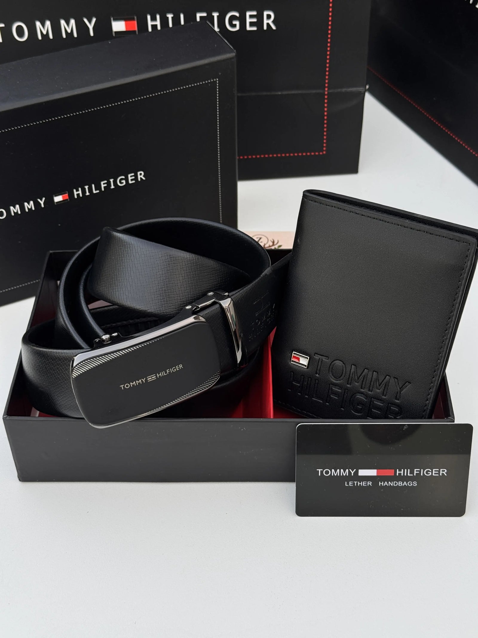 Tommy Hilfiger Wallet & Automatic Belt Set – Premium Gift Set with Box & Bag