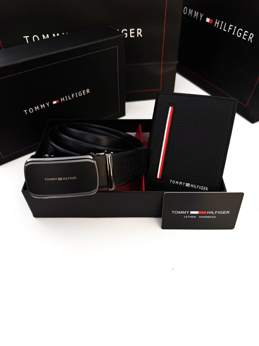 Tommy Hilfiger Wallet & Automatic Belt Set – Premium Gift Set with Box & Bag