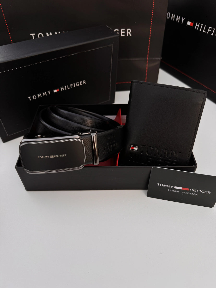 Tommy Hilfiger Wallet & Automatic Belt Set – Premium Gift Set with Box & Bag
