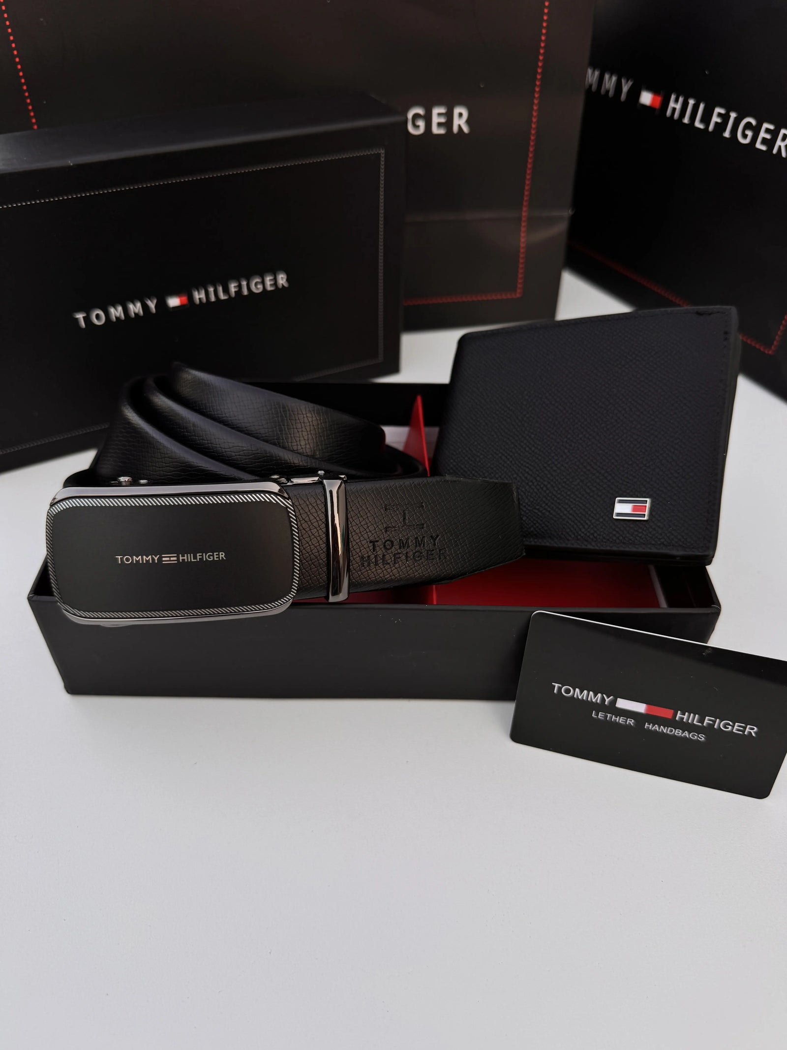 Tommy Hilfiger Wallet & Automatic Belt Set – Premium Gift Set with Box & Bag