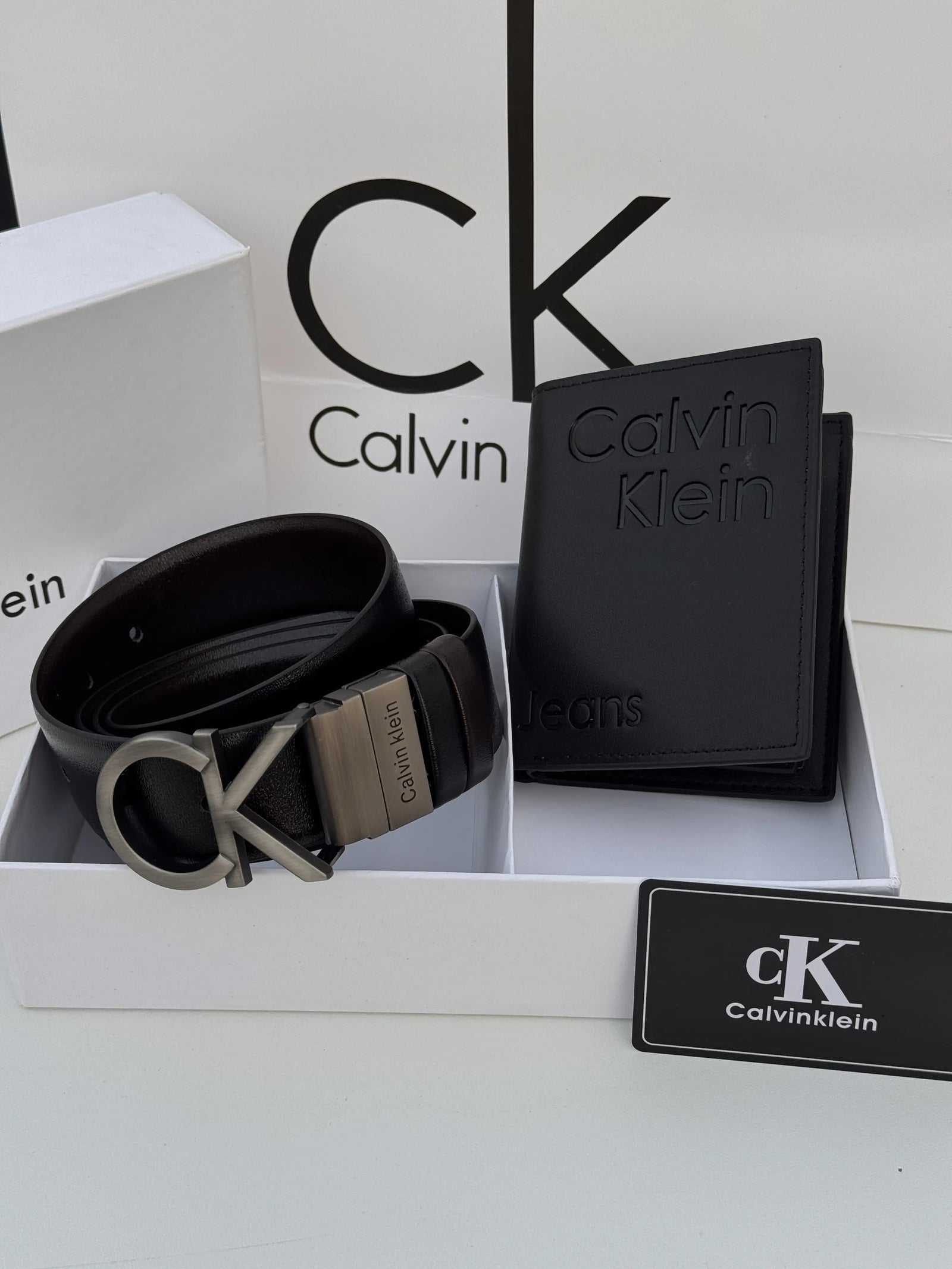 CALVIN KLEIN Wallet & Double Face Belt Set – Premium Gift Set with Box & Bag