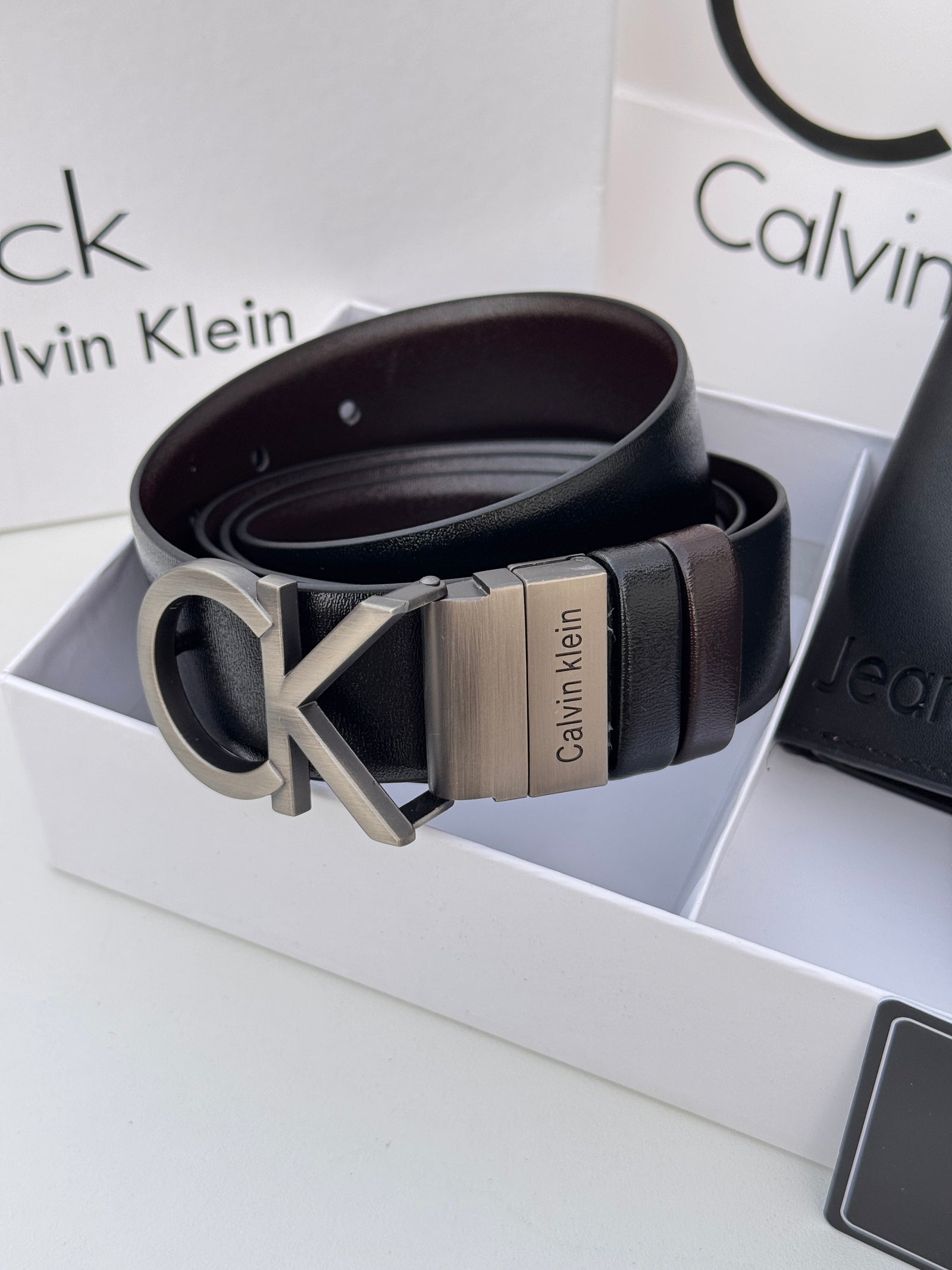 CALVIN KLEIN Double Face Belt – Black & Brown Reversible with Classic Buckle