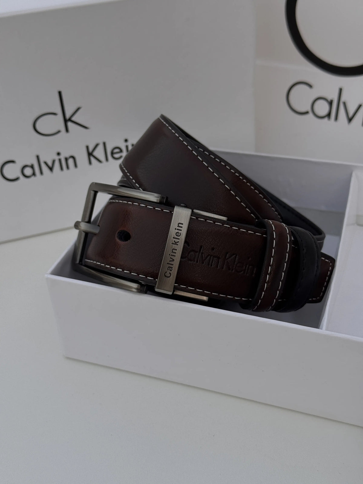 CALVIN KLEIN Double Face Belt – Black & Brown Reversible with Classic Buckle
