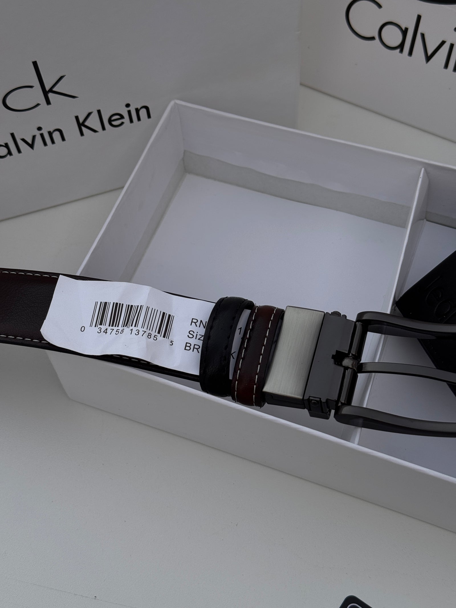 CALVIN KLEIN Double Face Belt – Black & Brown Reversible with Classic Buckle