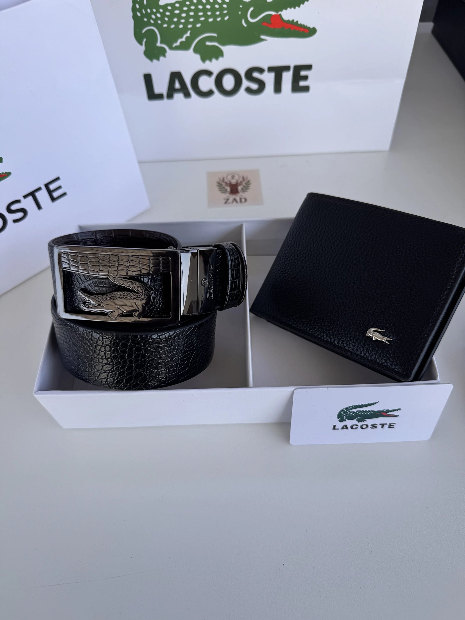 LACOSTE Wallet & Double Face Belt Set – Premium Gift Set with Box & Bag