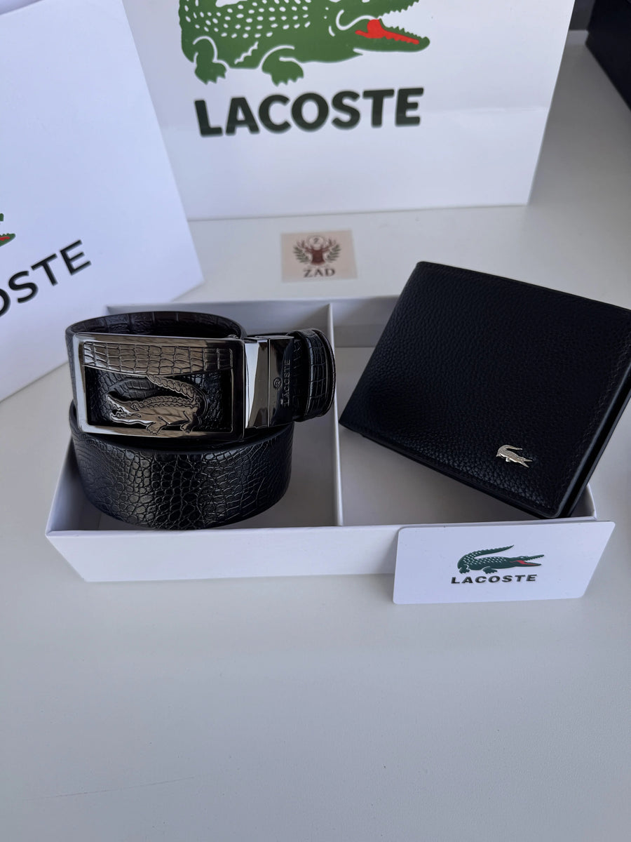 LACOSTE Wallet & Double Face Belt Set – Premium Gift Set with Box & Bag