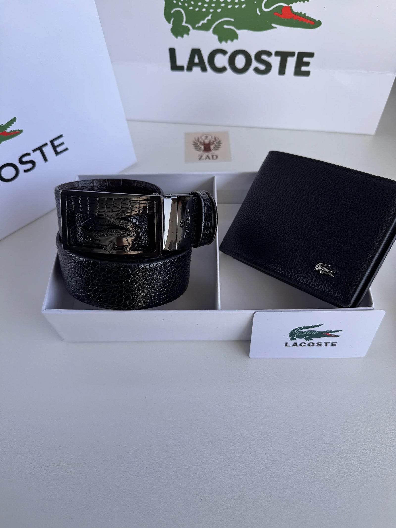 LACOSTE Wallet & Double Face Belt Set – Premium Gift Set with Box & Bag