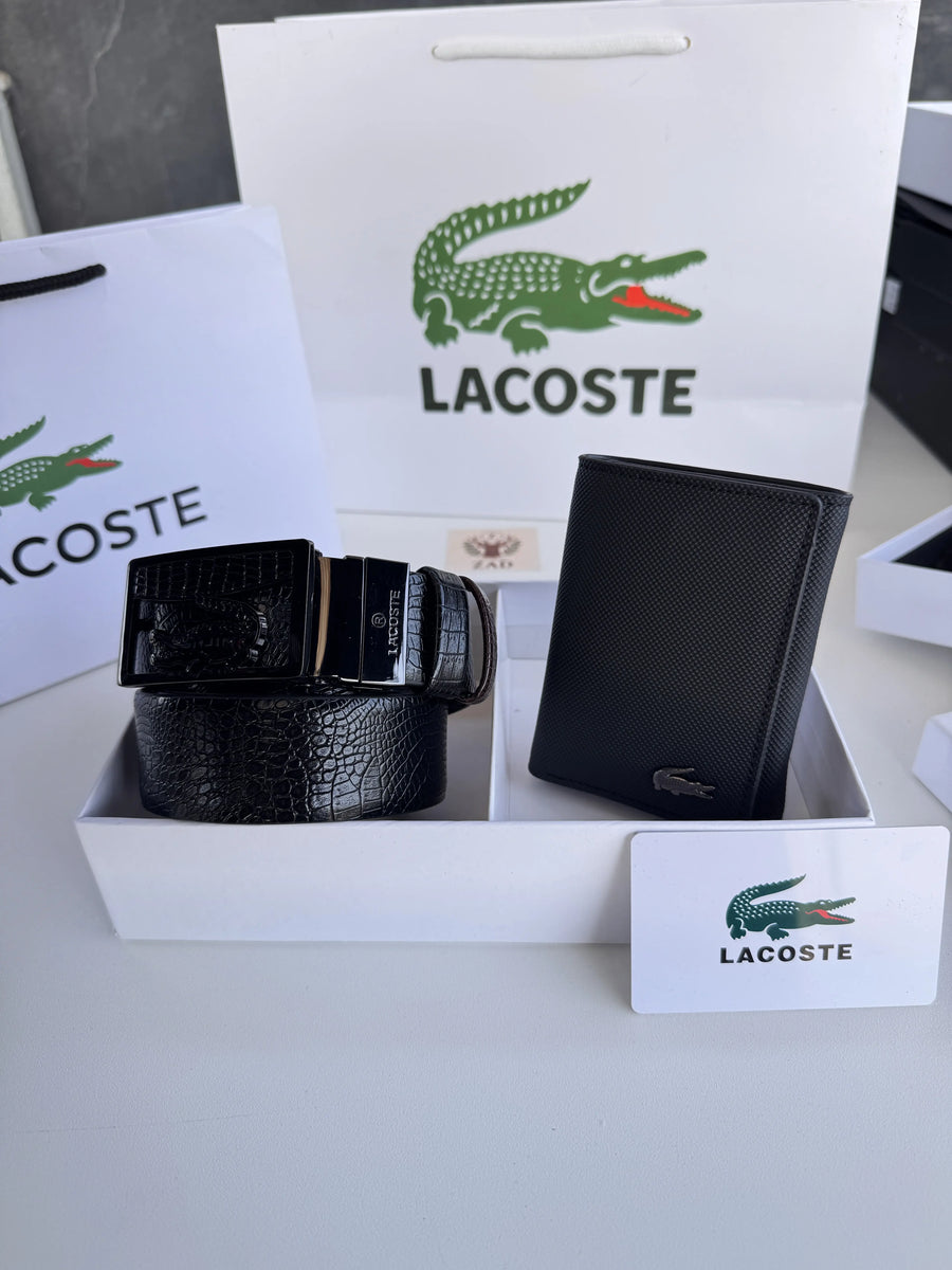 LACOSTE Wallet & Double Face Belt Set – Premium Gift Set with Box & Bag