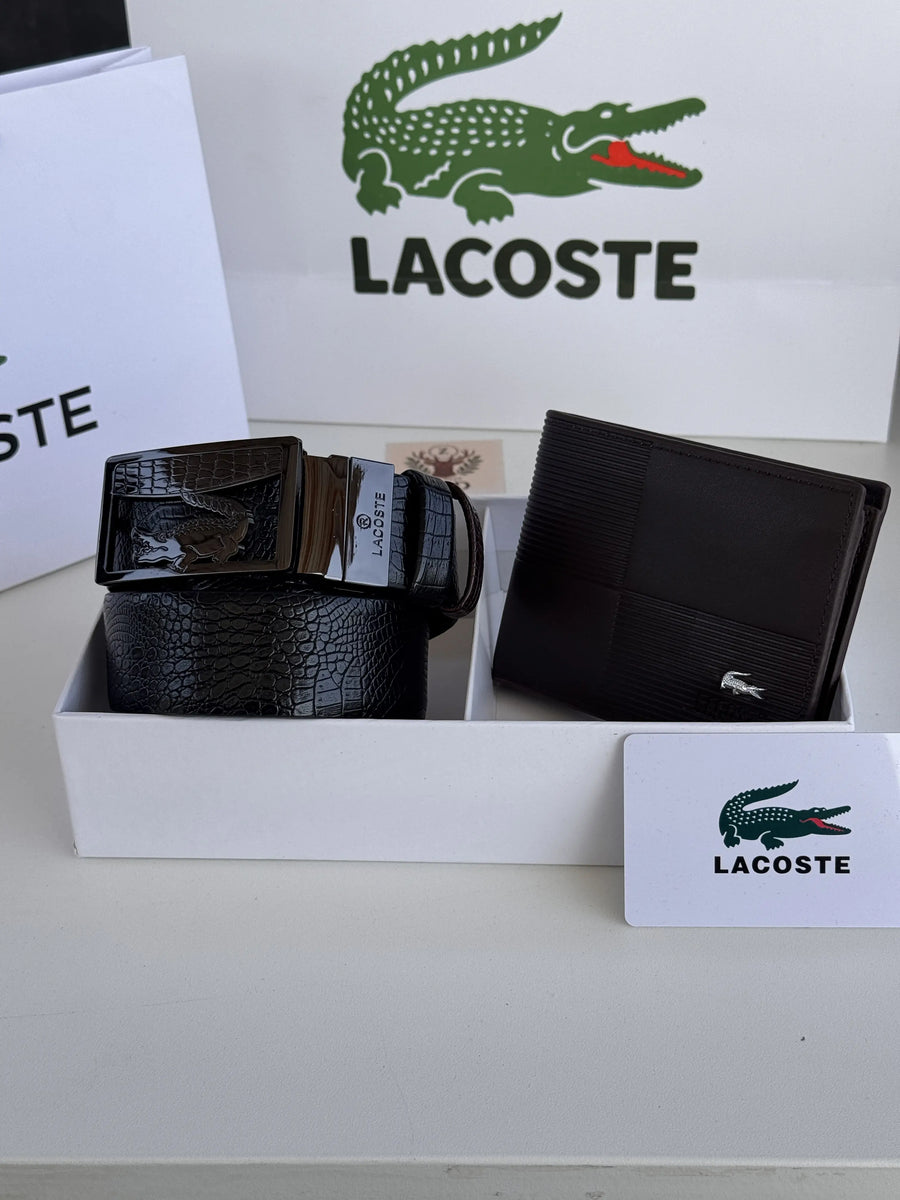 LACOSTE Wallet & Double Face Belt Set – Premium Gift Set with Box & Bag