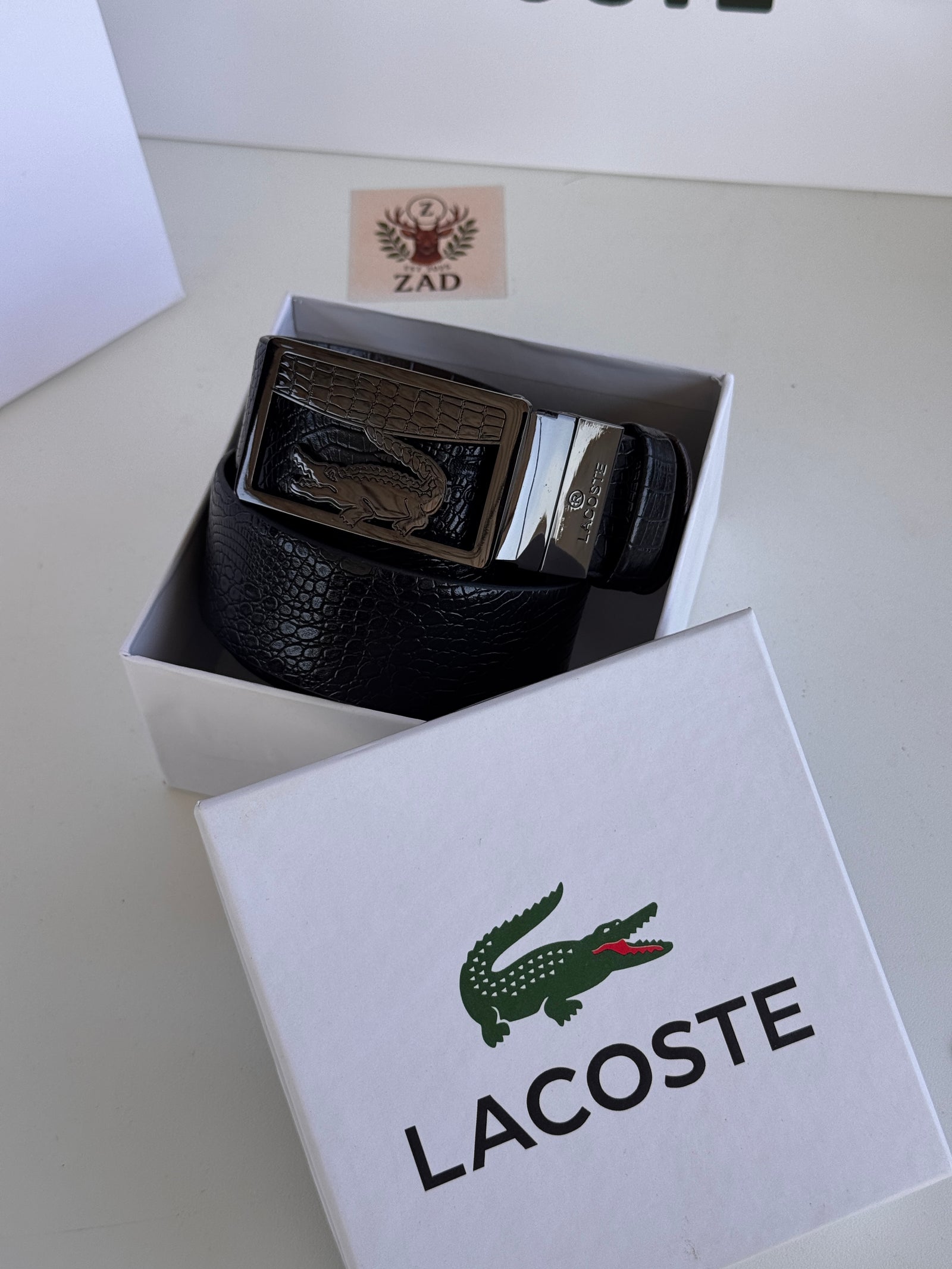 LACOSTE Double Face Belt – Black & Brown Reversible with Classic Buckle