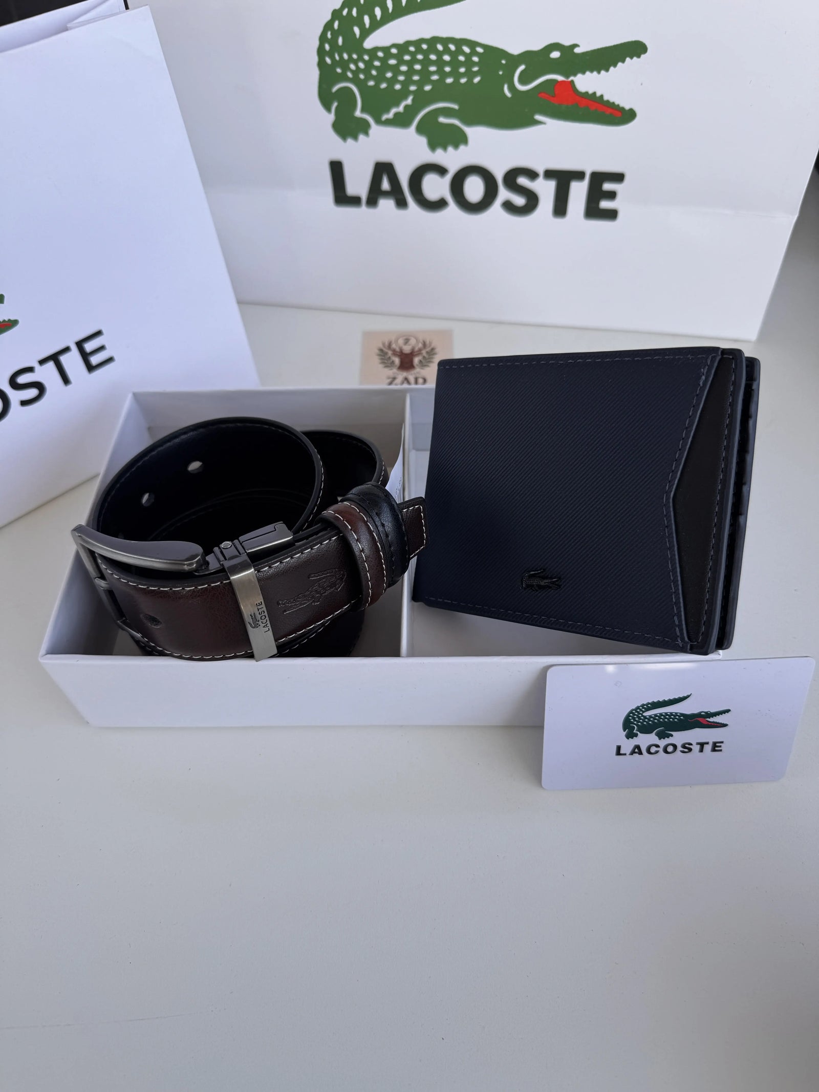 LACOSTE Wallet & Double Face Belt Set – Premium Gift Set with Box & Bag