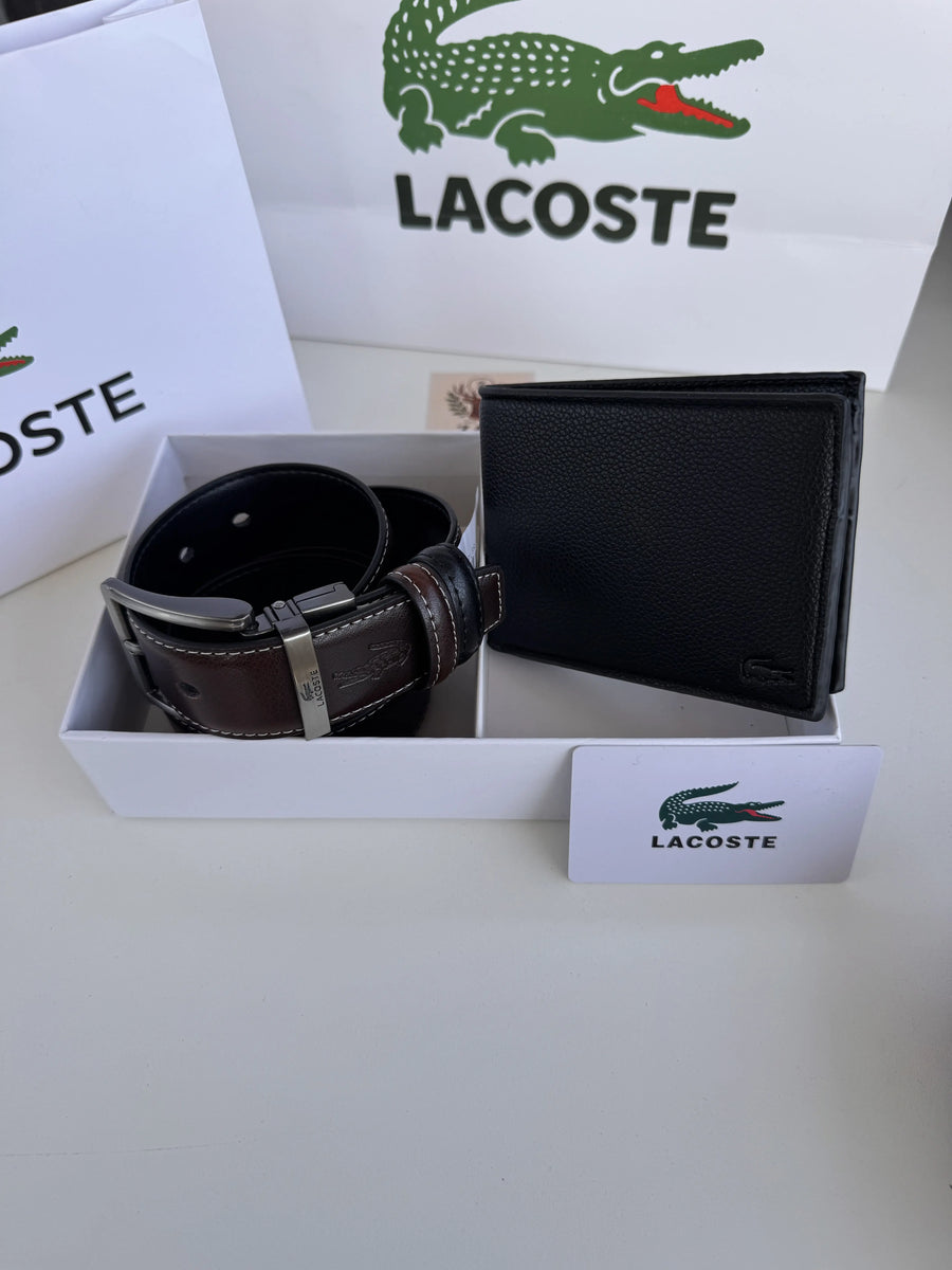 LACOSTE Wallet & Double Face Belt Set – Premium Gift Set with Box & Bag
