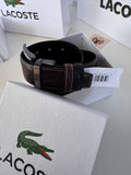 LACOSTE Double Face Belt – Black & Brown Reversible with Classic Buckle