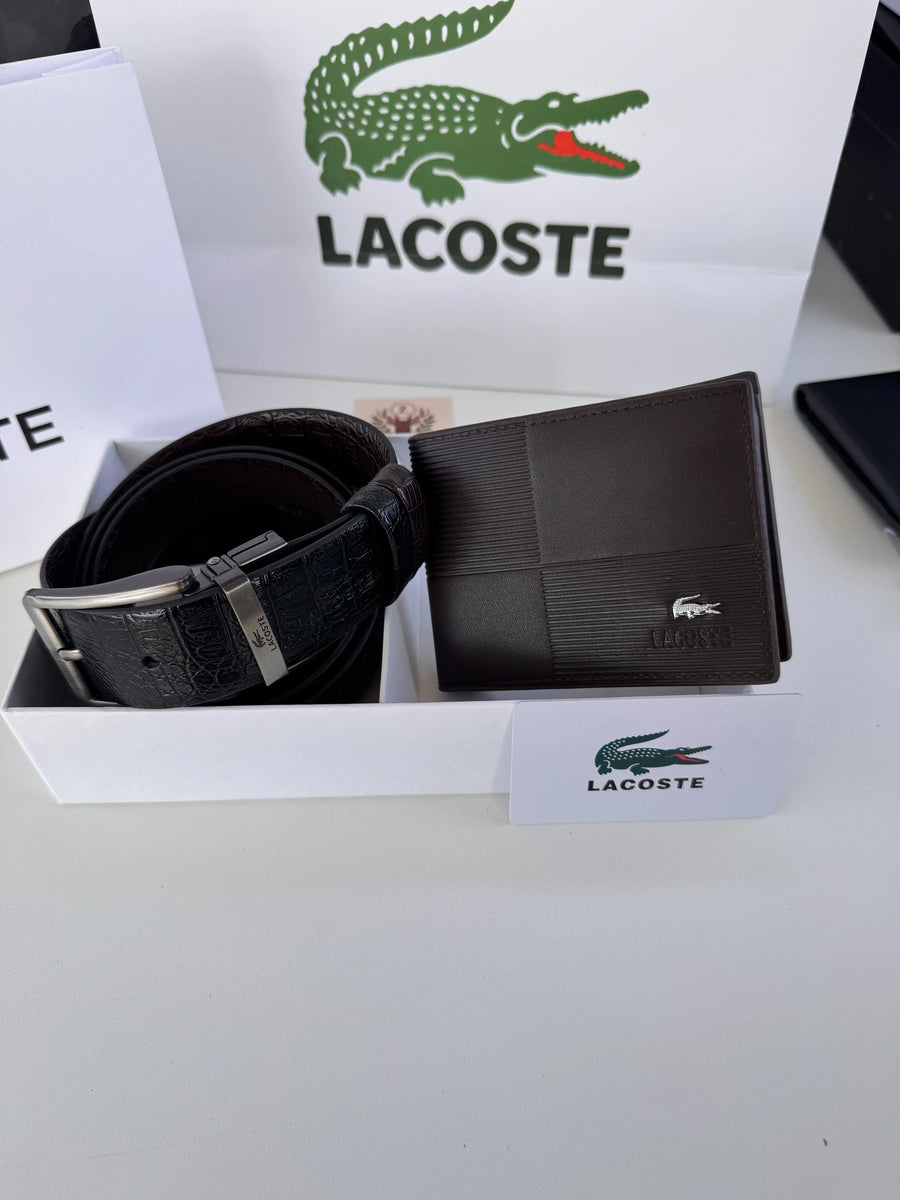LACOSTE Wallet & Double Face Belt Set – Premium Gift Set with Box & Bag
