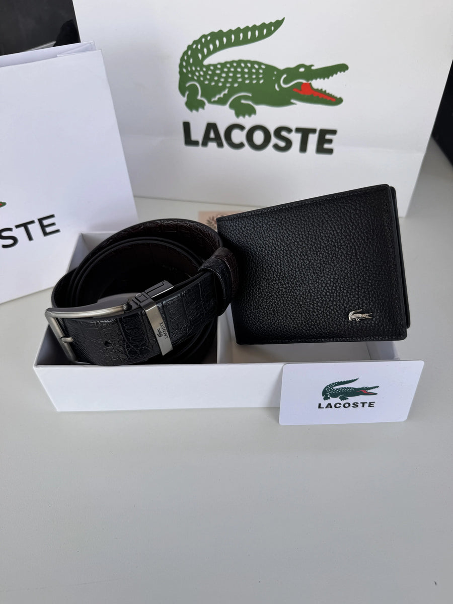 LACOSTE Wallet & Double Face Belt Set – Premium Gift Set with Box & Bag