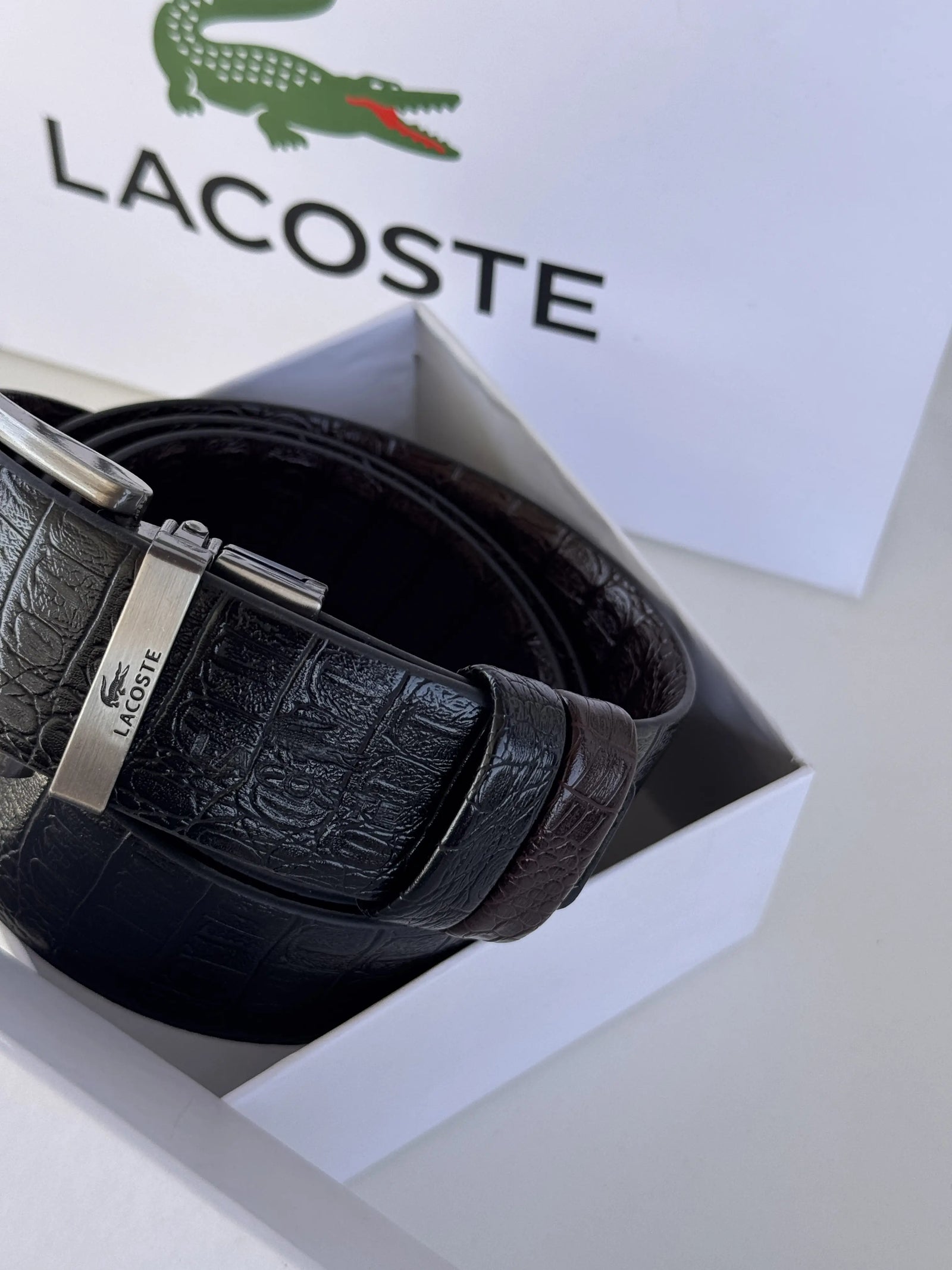 LACOSTE Wallet & Double Face Belt Set – Premium Gift Set with Box & Bag