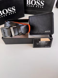 BOSS Wallet & Double Face Belt Set – Premium Gift Set with Box & Bag