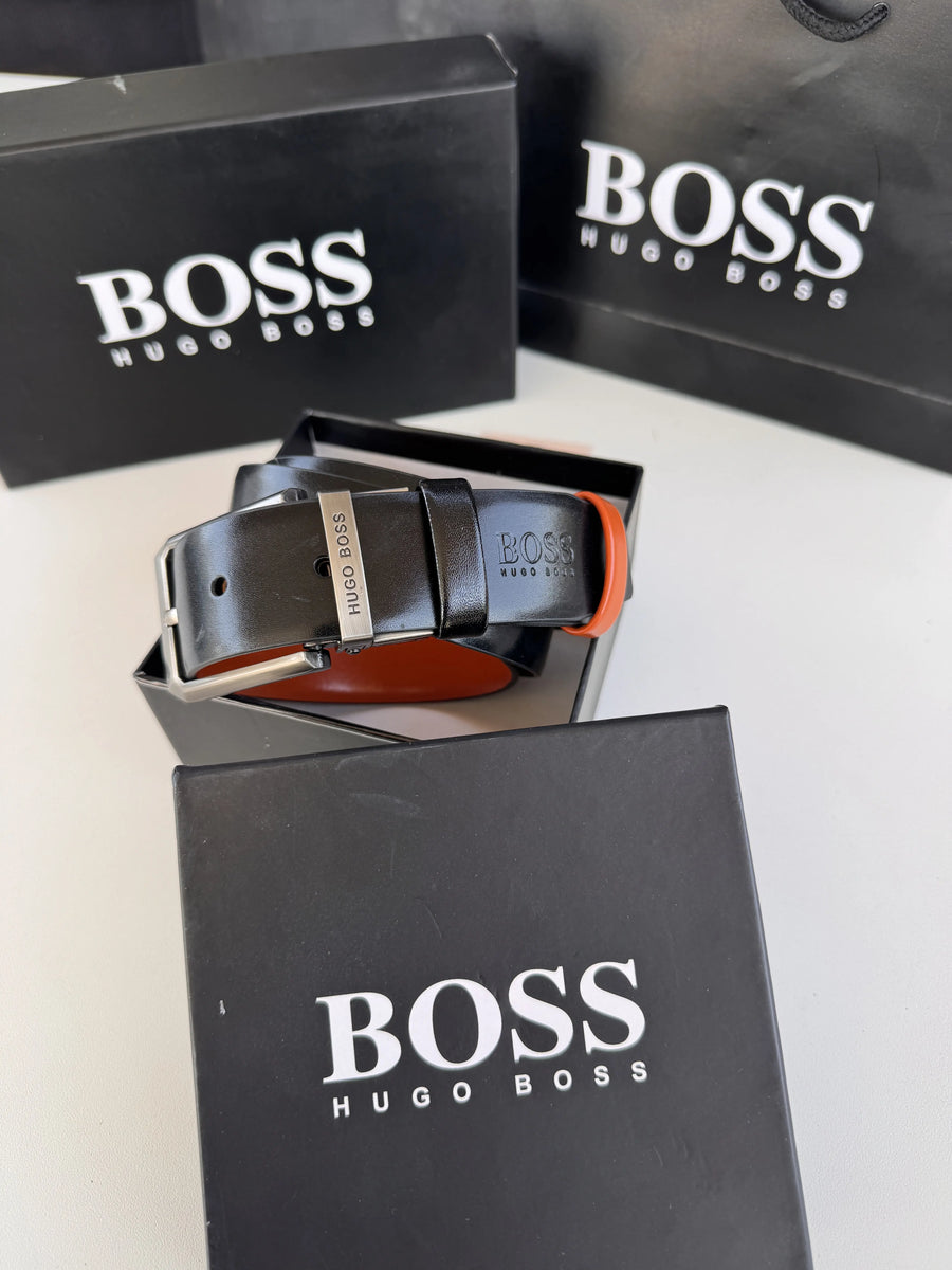 BOSS Wallet & Double Face Belt Set – Premium Gift Set with Box & Bag