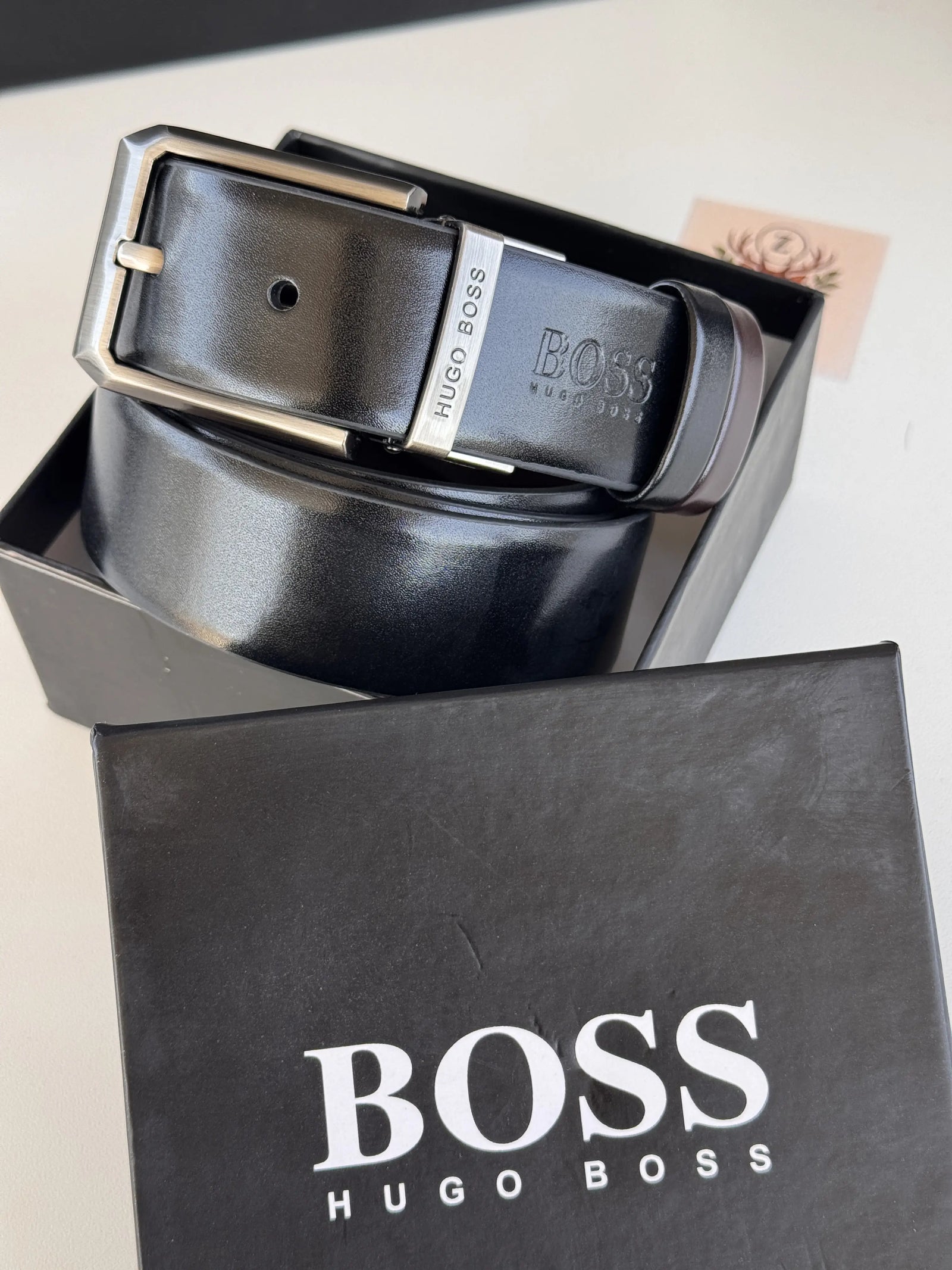 BOSS Wallet & Double Face Belt Set – Premium Gift Set with Box & Bag