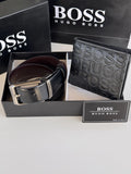 BOSS Wallet & Double Face Belt Set – Premium Gift Set with Box & Bag