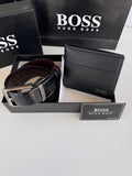 BOSS Wallet & Double Face Belt Set – Premium Gift Set with Box & Bag