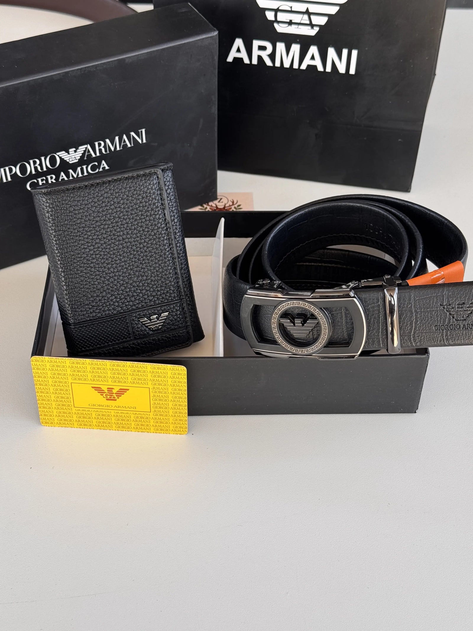ARMANI Wallet & Automatic Belt Set – Premium Gift Set with Box & Bag