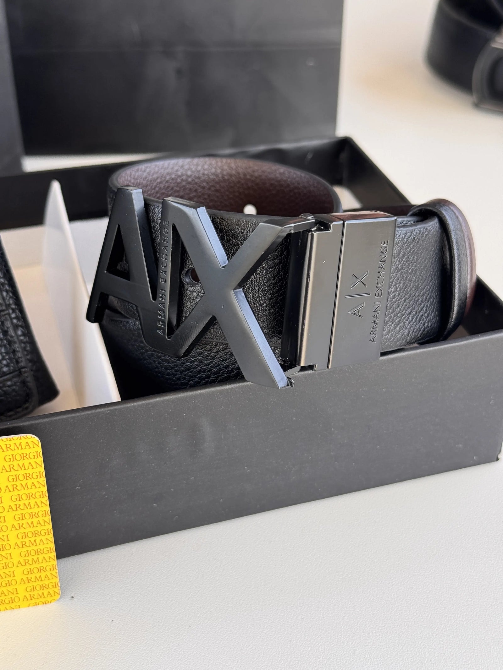 ARMANI Wallet & Double Face Belt Set – Premium Gift Set with Box & Bag