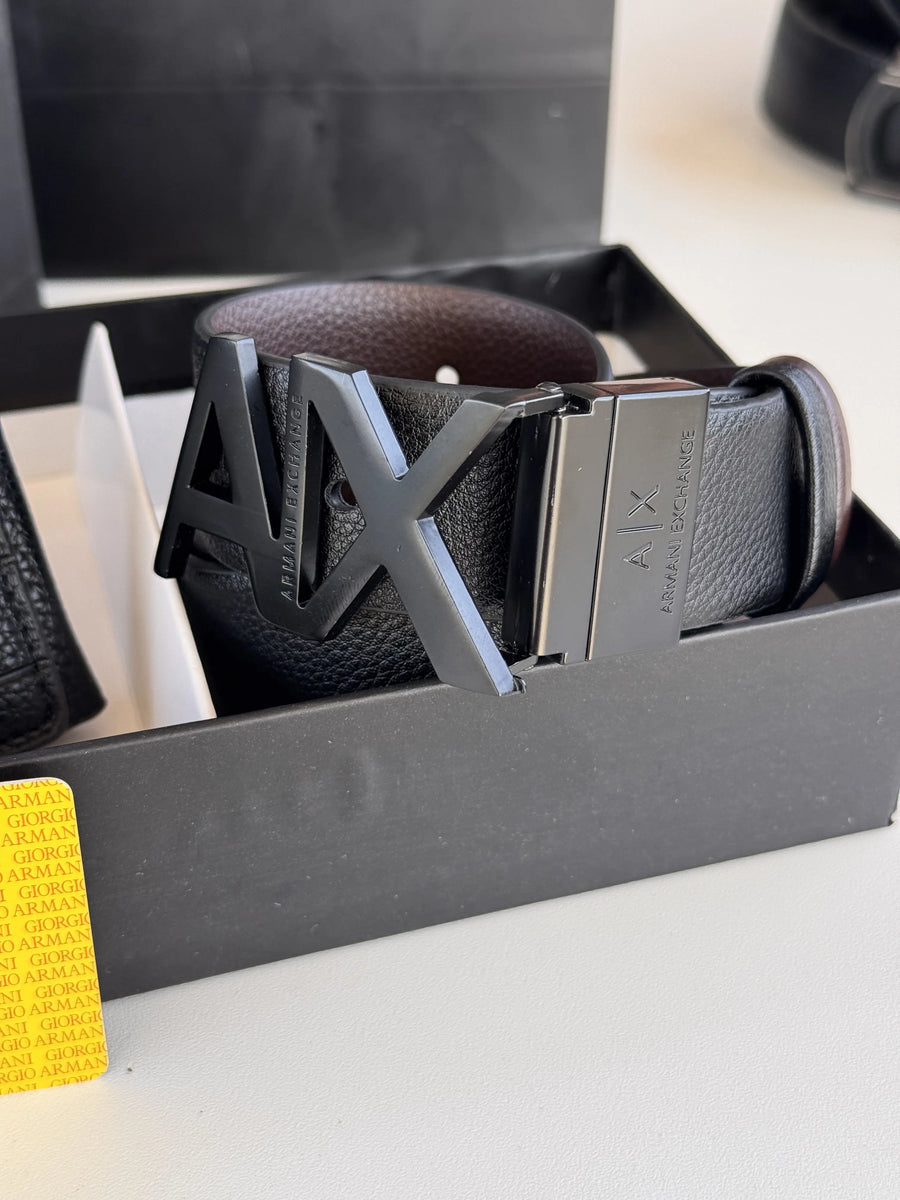 ARMANI Wallet & Double Face Belt Set – Premium Gift Set with Box & Bag