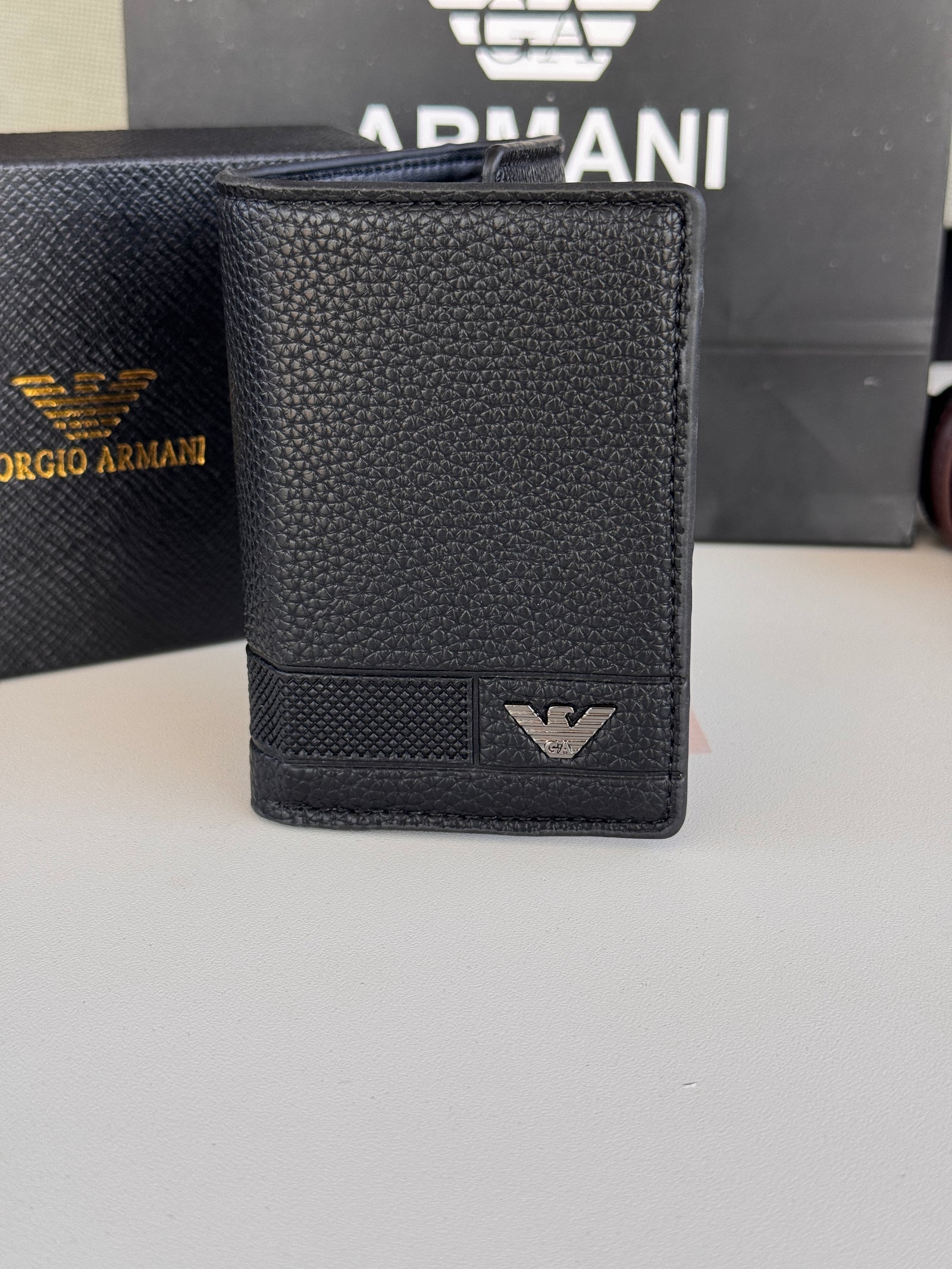 Armani Leather Trifold Wallet – Premium Gift Packaging Included