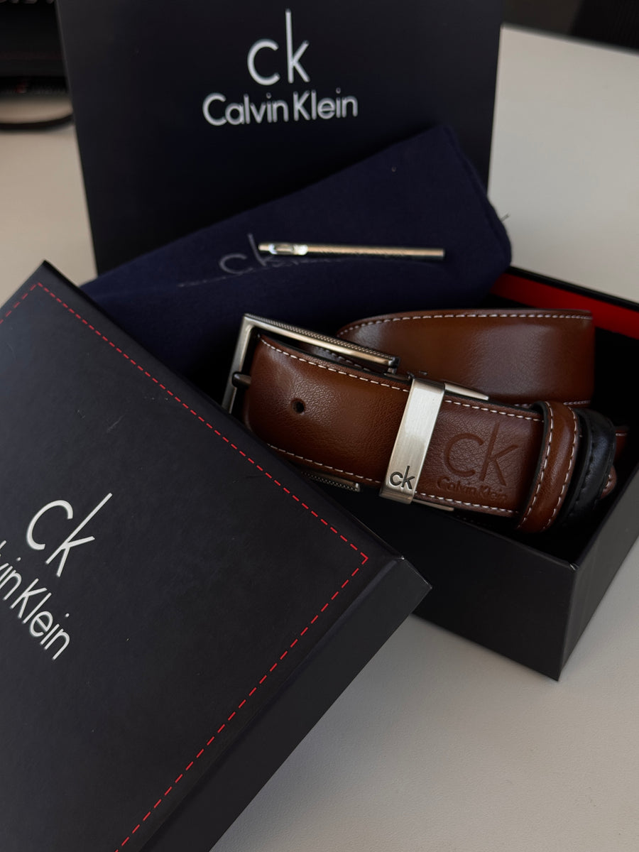 Calvin Klein Double face Belt – Black & Brown with Classic Buckle