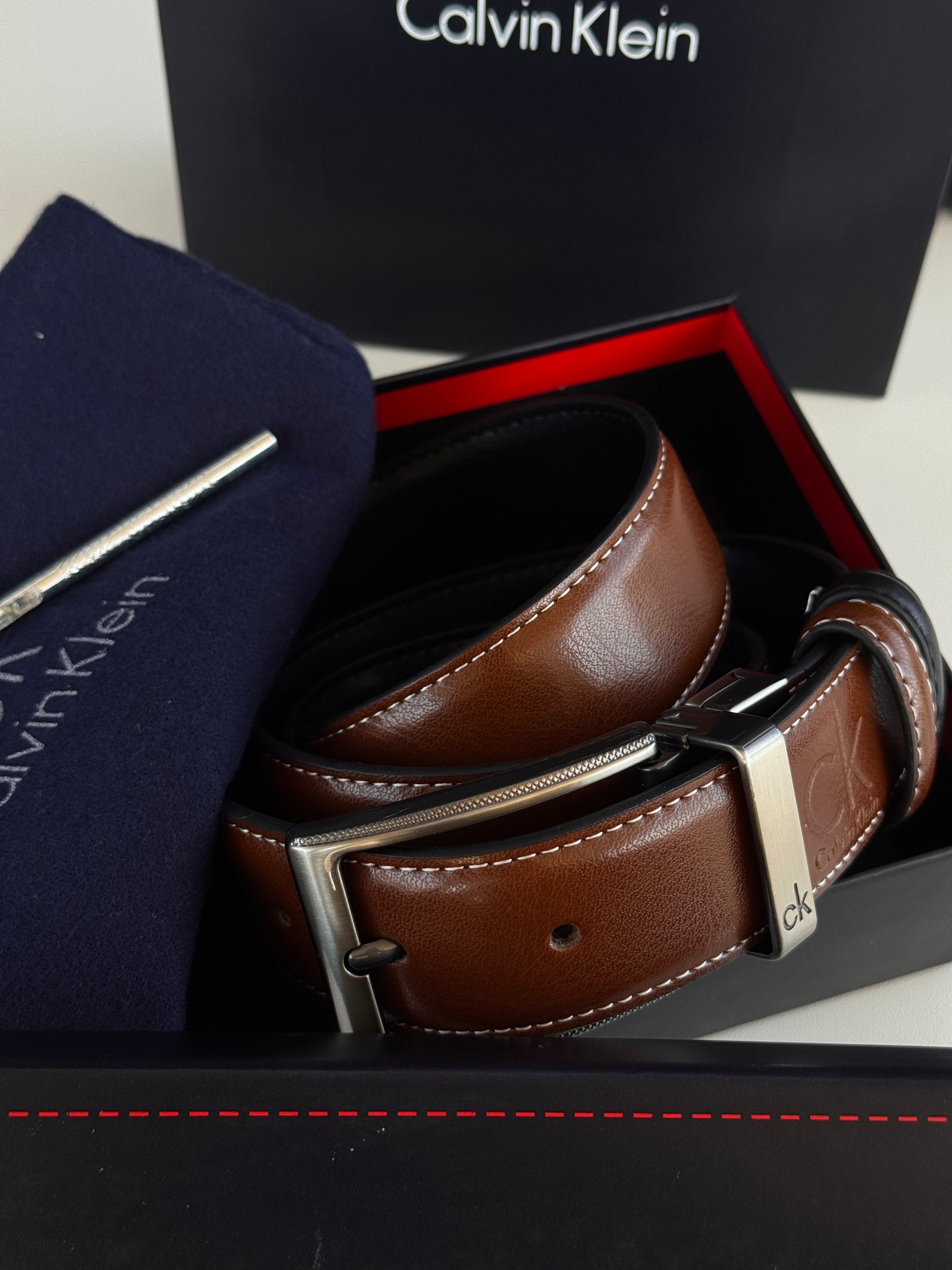 Calvin Klein Double face Belt – Black & Brown with Classic Buckle