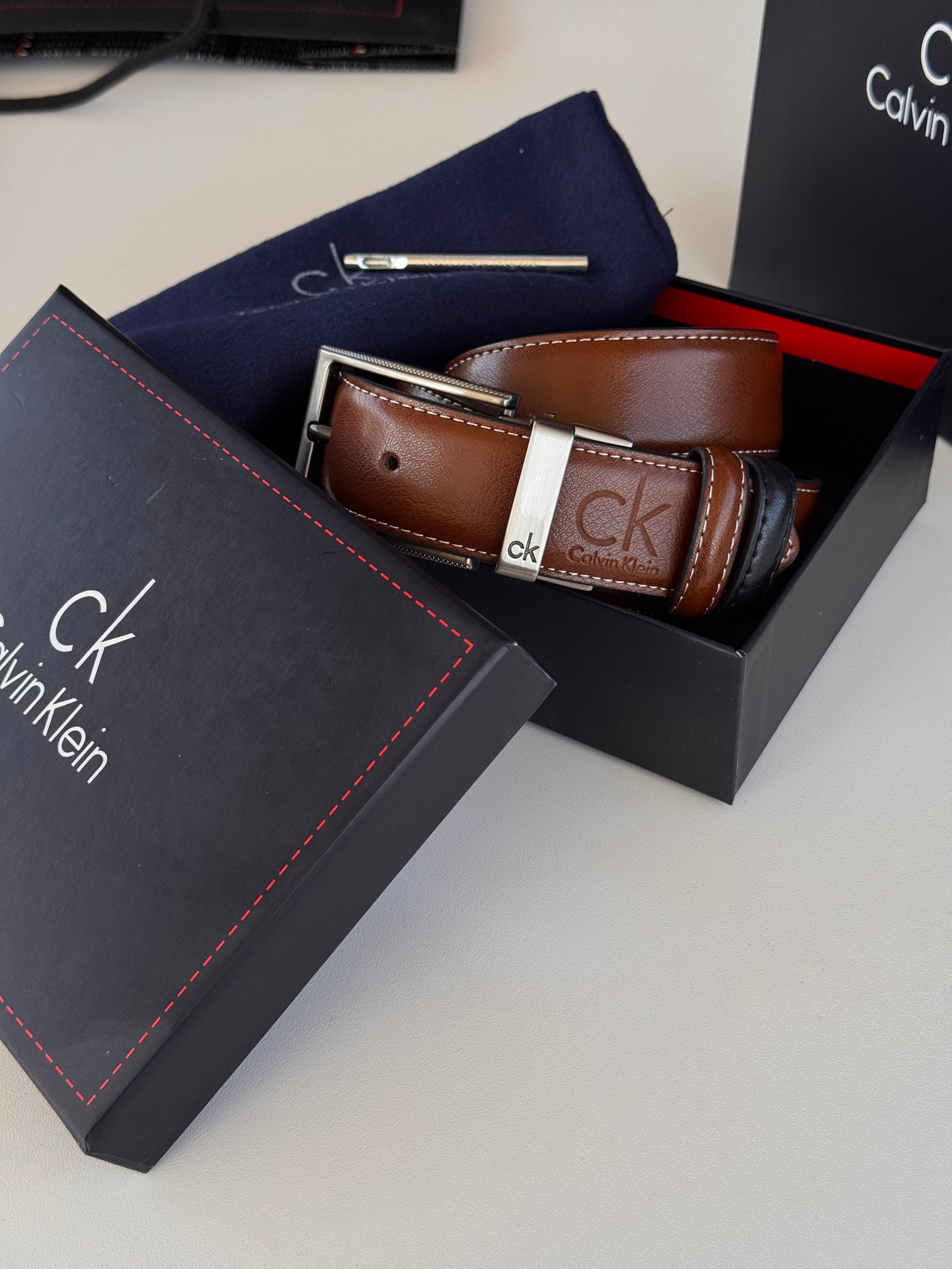 Calvin Klein Double face Belt – Black & Brown with Classic Buckle