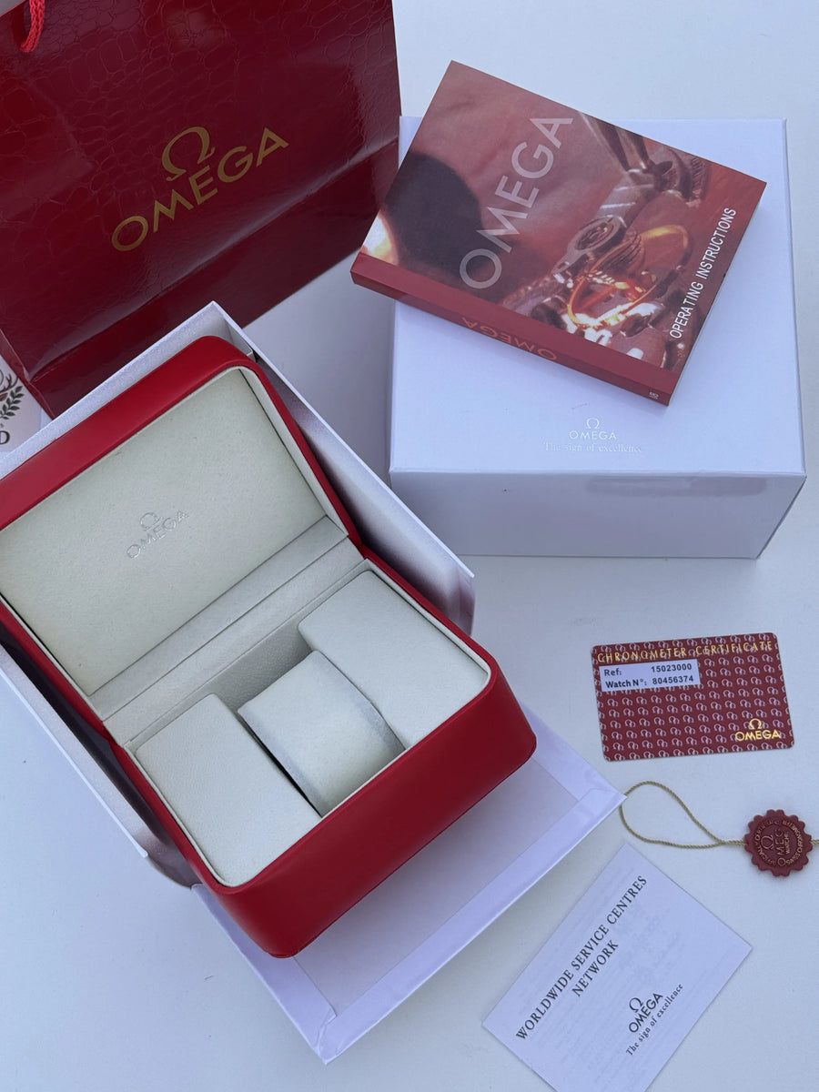 Omega Seamaster Metal Watch & Gucci Double Face Belt – Premium Gift Set