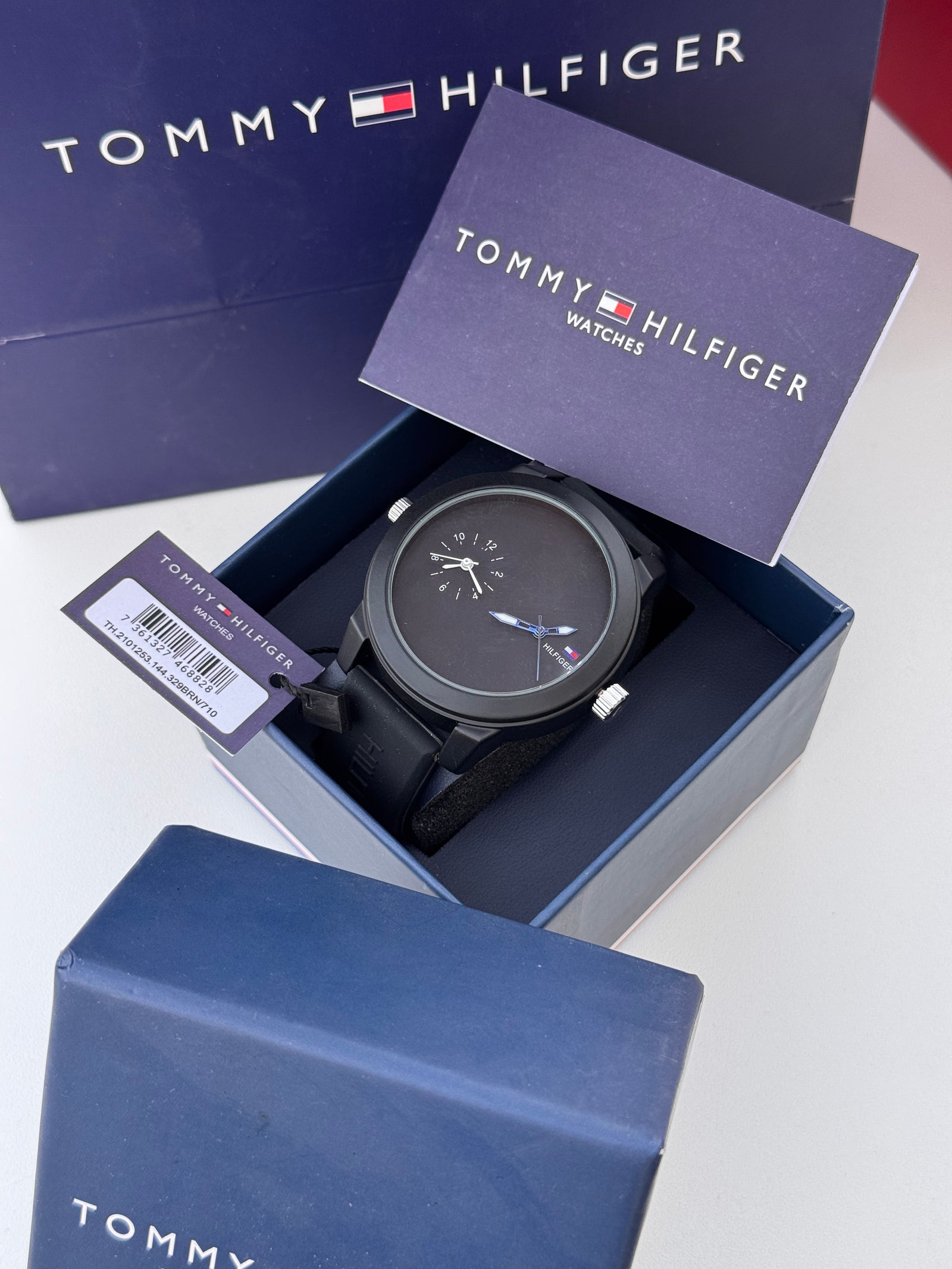 Tommy Hilfiger Rubber Watch – Two time Display with Premium Packaging