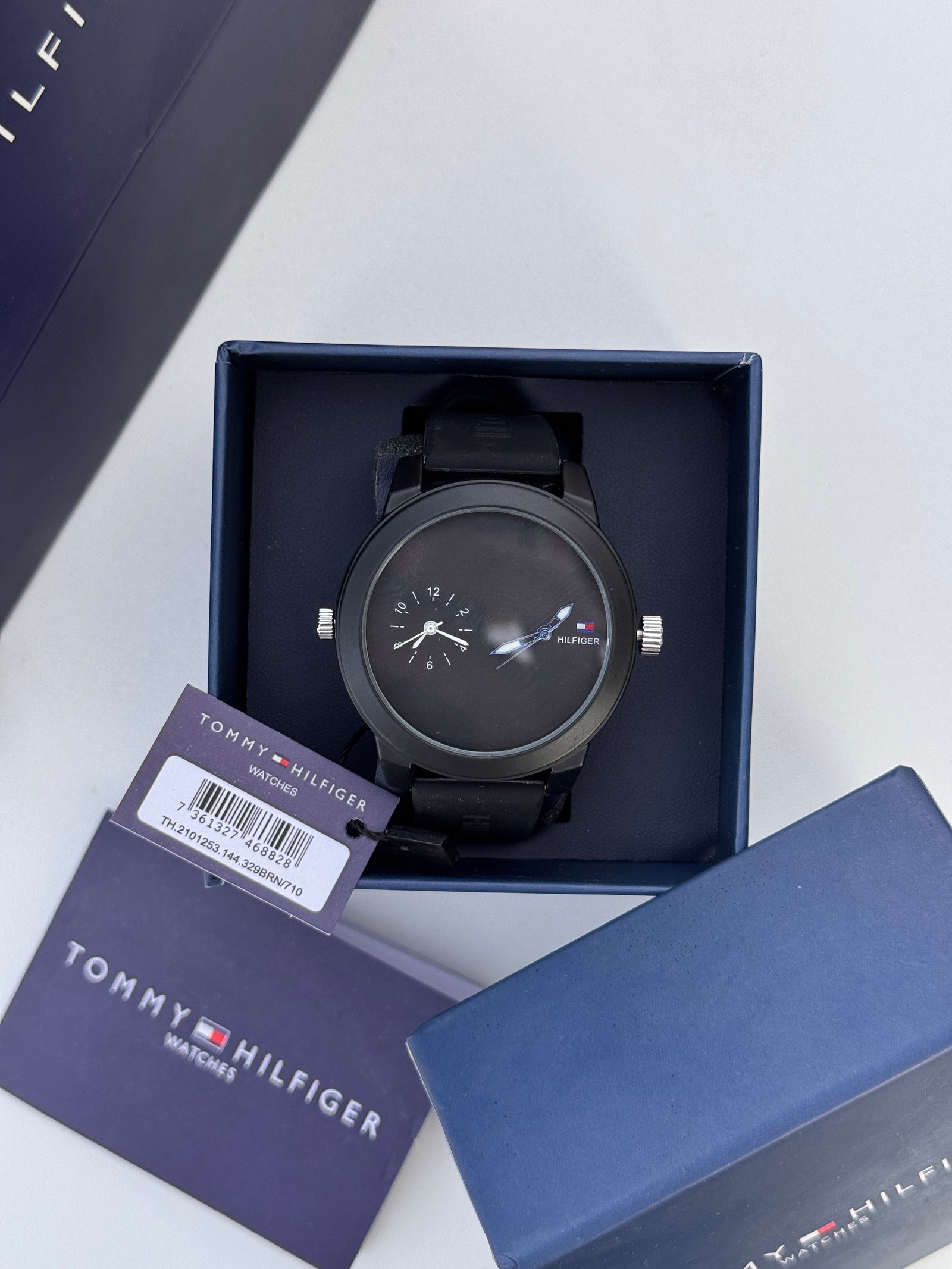 Tommy Hilfiger Rubber Watch – Two time Display with Premium Packaging