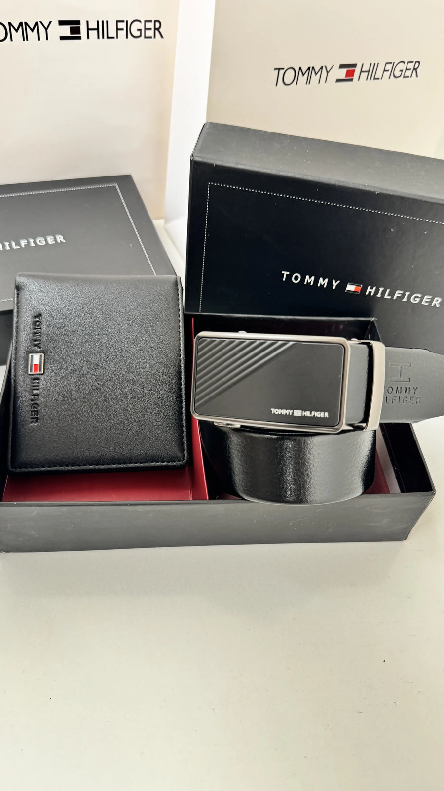 Tommy Hilfiger Wallet & Automatic Belt Set – Premium Gift Set with Box & Bag